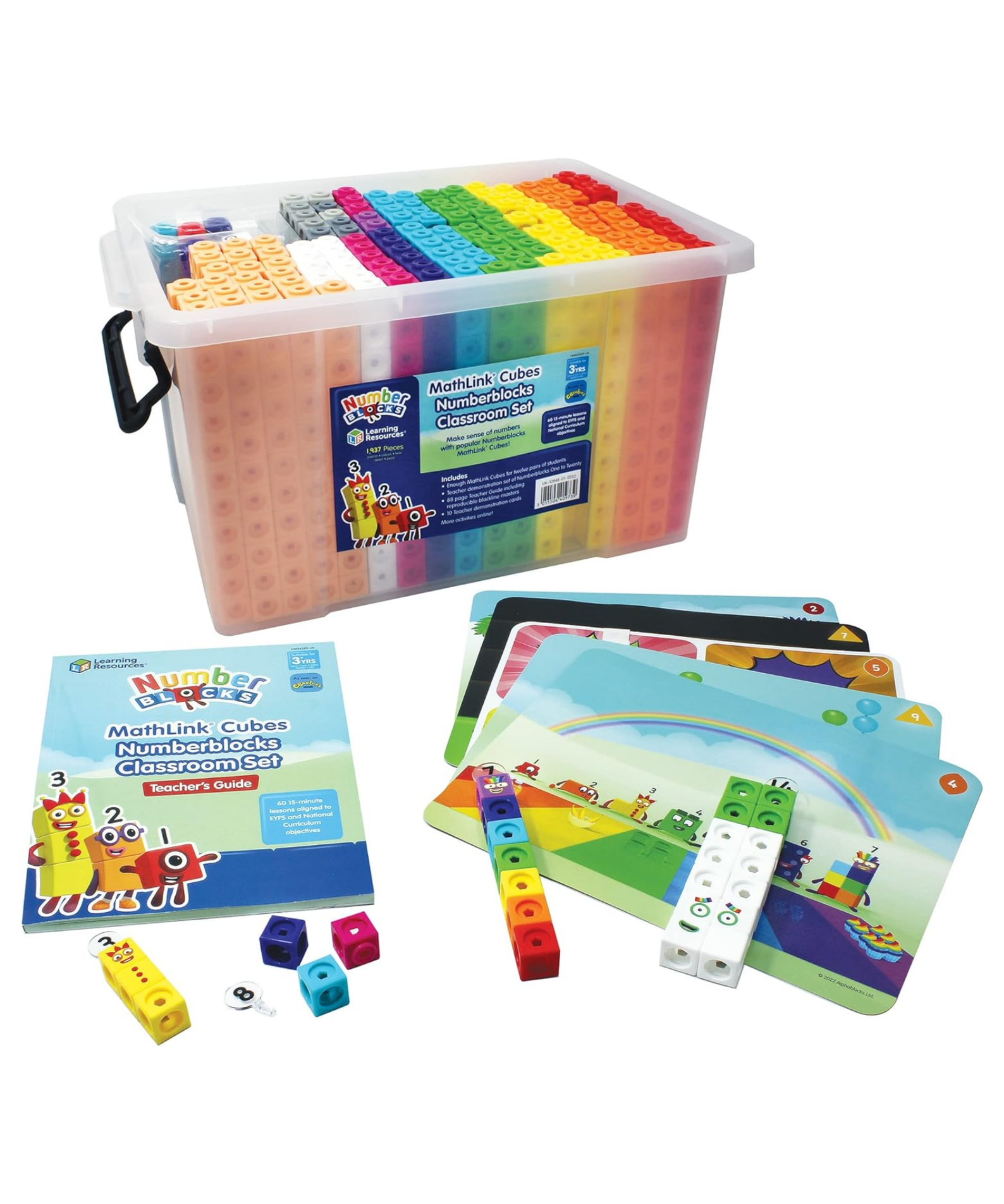 Learning Resources MathLink Cubes Numberblocks Classroom Set, Comprehensive Math Mastery Kit for Teachers, Aligned to EYFS & National Curriculum, 60 Lessons, 1905 Cubes, & Numberlings