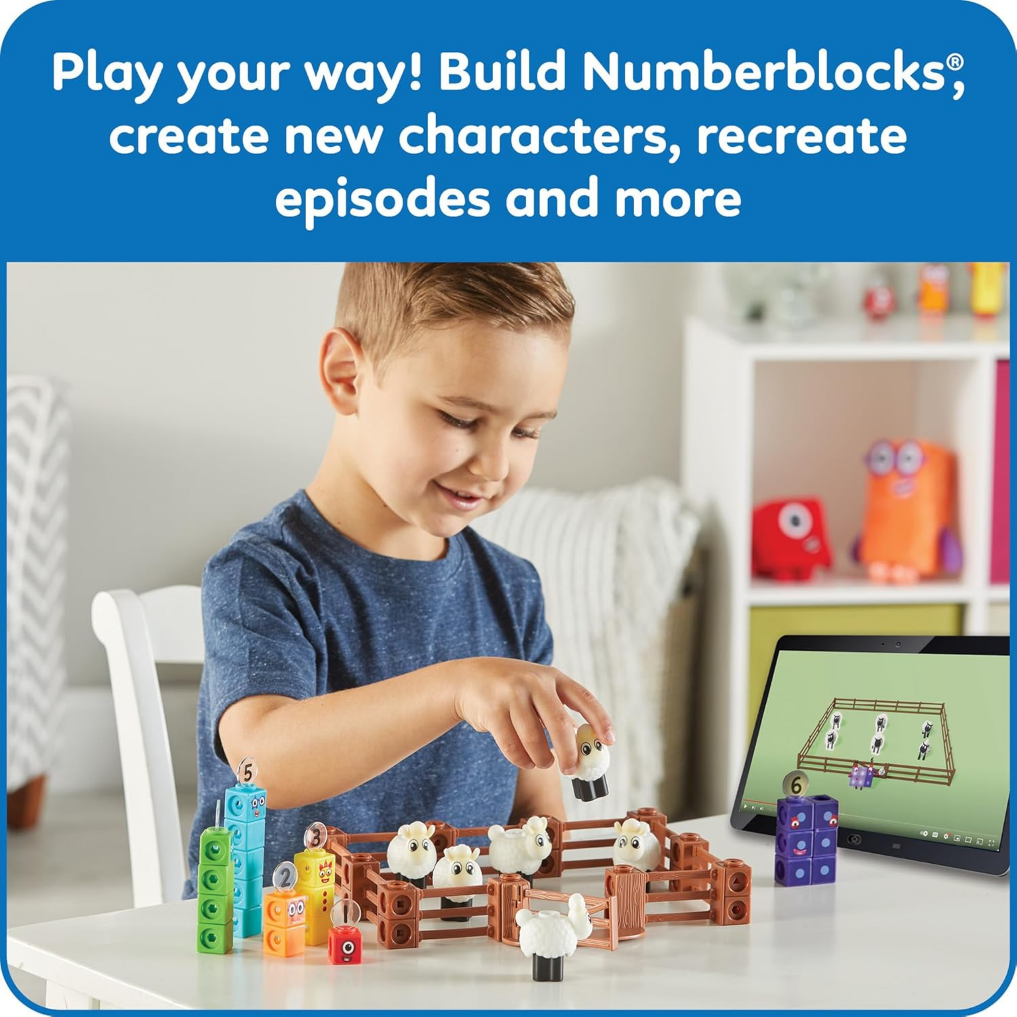Learning Resources MathLink Cubes Numberblocks Counting Sheep Farm Activity Set, Buildable Characters, Early Math Learning Toys, and Farmyard Play, 89 Piece Set for Ages 3 and Up