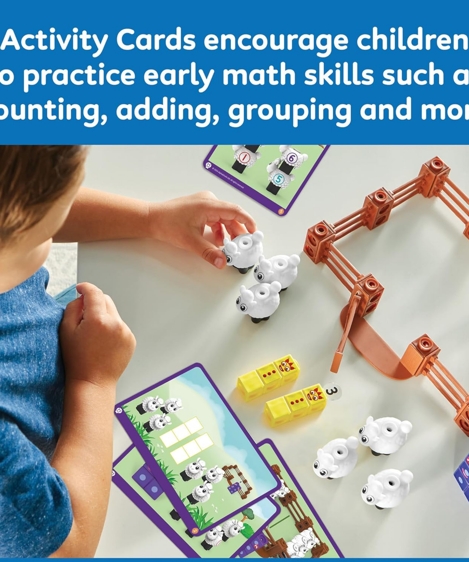 Learning Resources MathLink Cubes Numberblocks Counting Sheep Farm Activity Set, Buildable Characters, Early Math Learning Toys, and Farmyard Play, 89 Piece Set for Ages 3 and Up