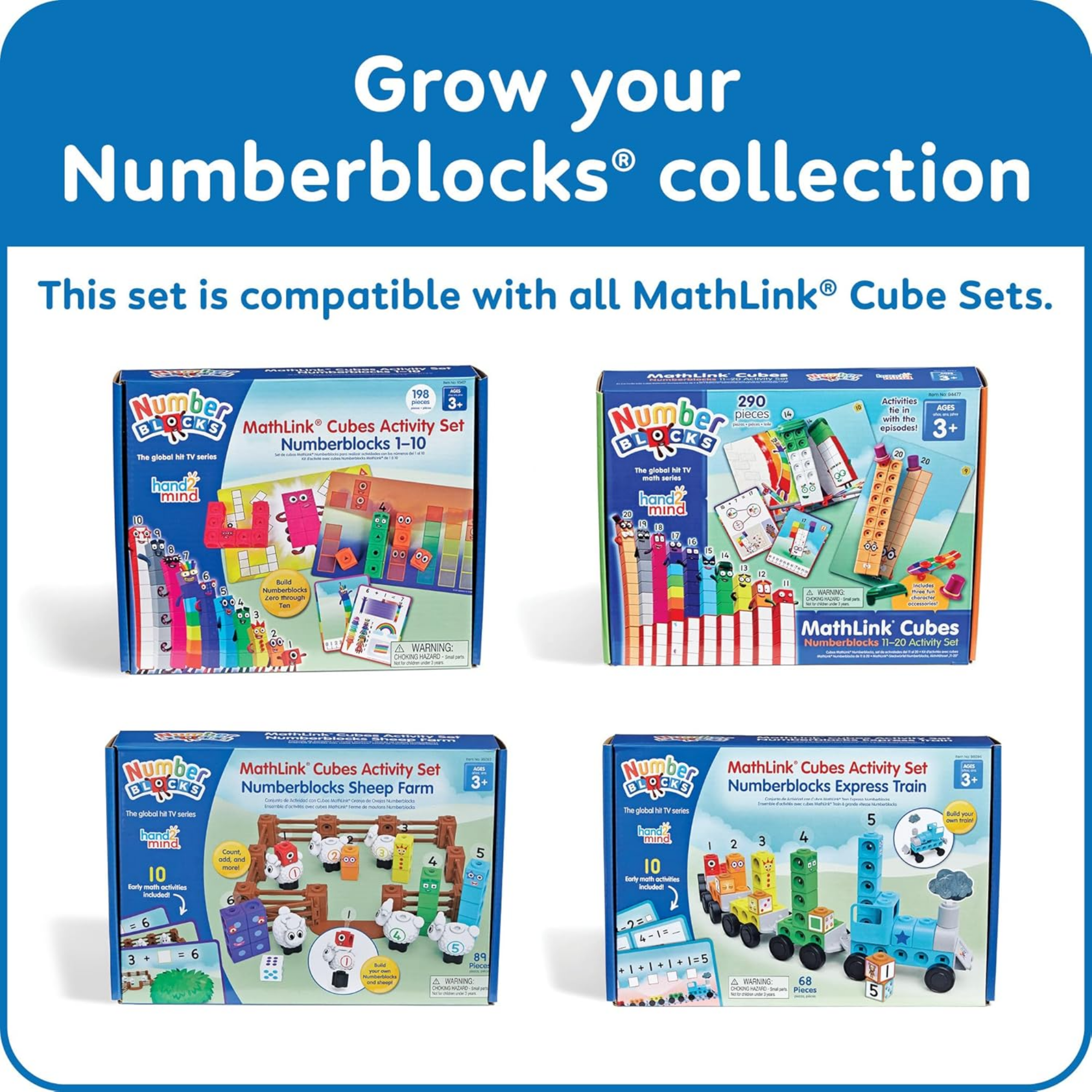 Learning Resources MathLink Cubes Numberblocks Counting Sheep Farm Activity Set, Buildable Characters, Early Math Learning Toys, and Farmyard Play, 89 Piece Set for Ages 3 and Up