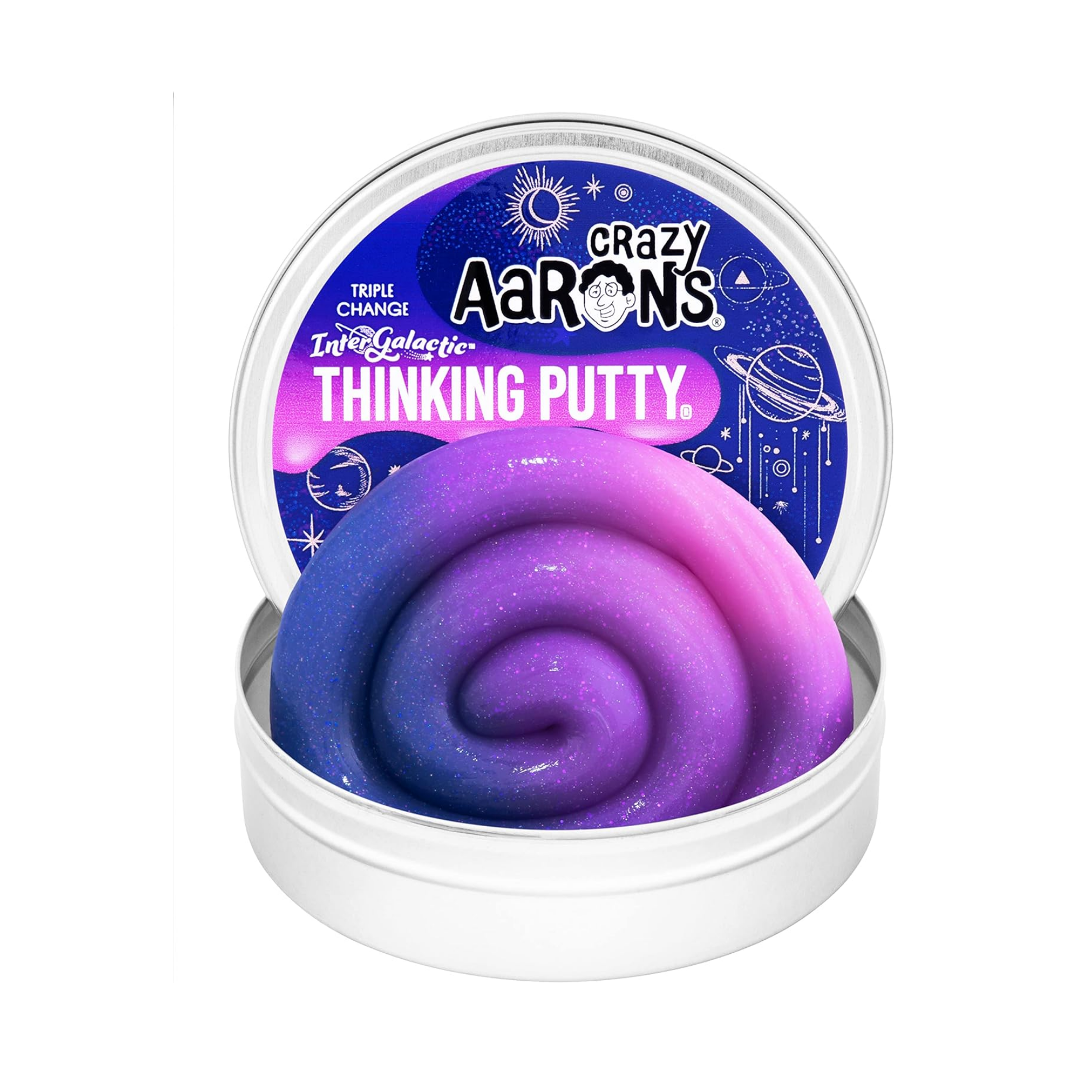 Crazy Aaron's Triple Change Intergalactic Thinking Putty, 4" Tin with 90g of Non-Toxic Sensory Play Putty which Never Dries Out, Soft Textured Creative Fidget Toy for Boys and Girls Ages 3Y+