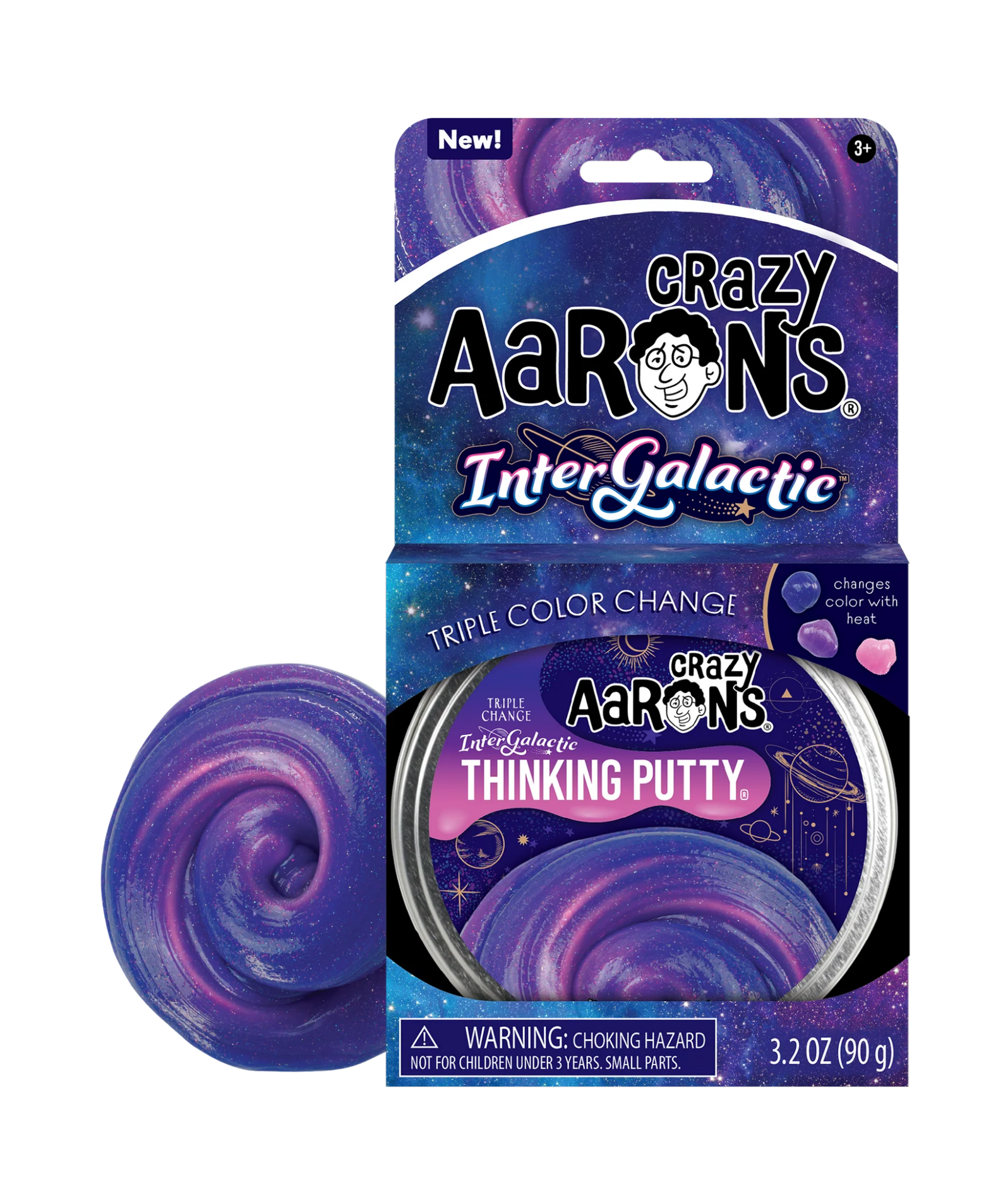 Crazy Aaron's Triple Change Intergalactic Thinking Putty, 4" Tin with 90g of Non-Toxic Sensory Play Putty which Never Dries Out, Soft Textured Creative Fidget Toy for Boys and Girls Ages 3Y+