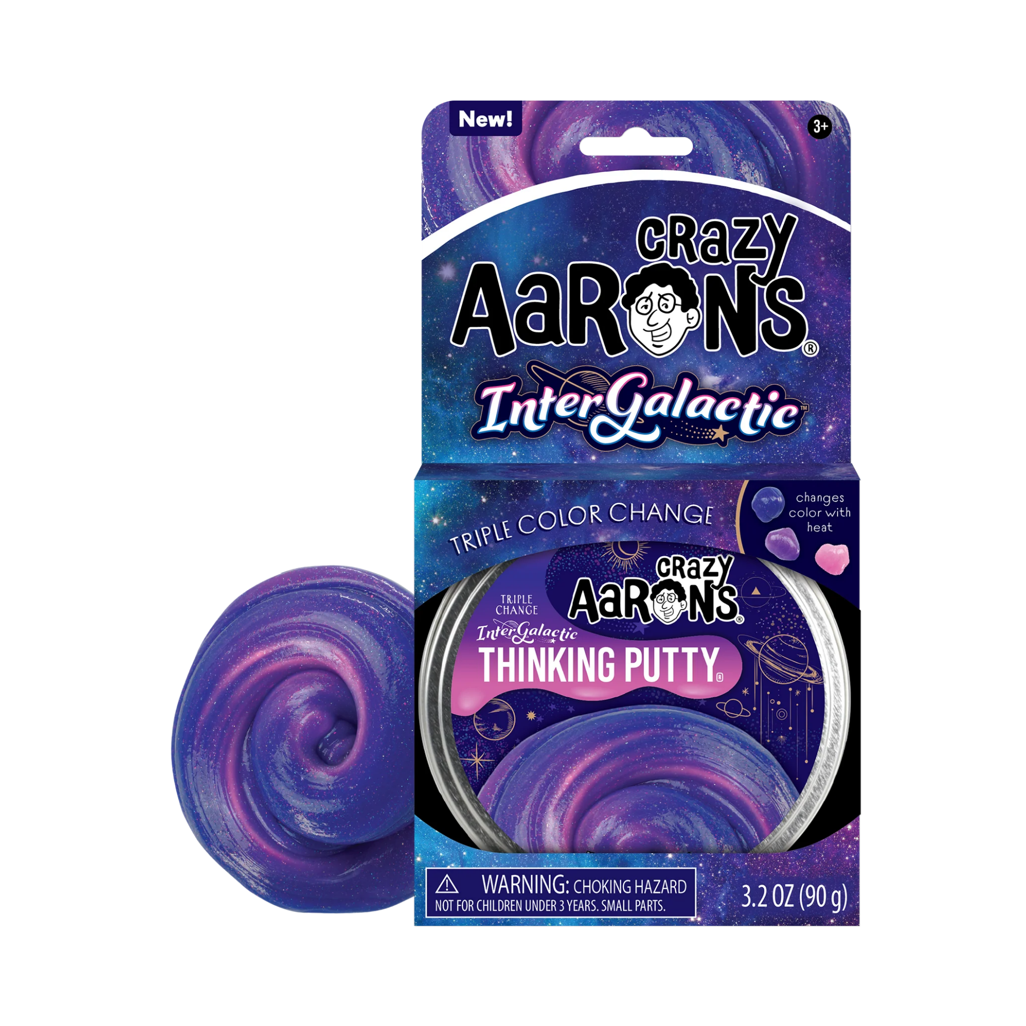 Crazy Aaron's Triple Change Intergalactic Thinking Putty, 4" Tin with 90g of Non-Toxic Sensory Play Putty which Never Dries Out, Soft Textured Creative Fidget Toy for Boys and Girls Ages 3Y+