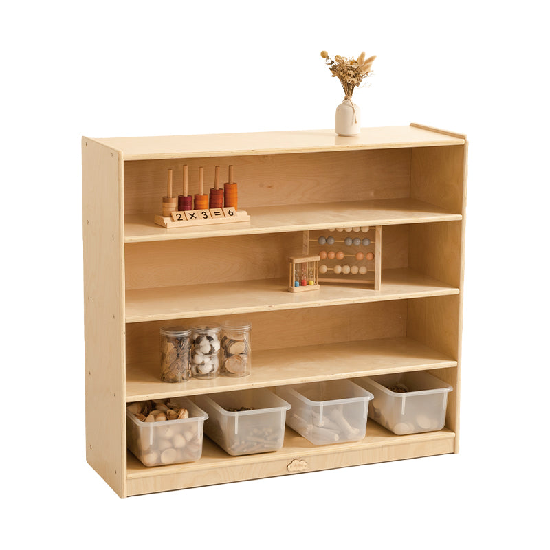 Joyees Four Shelf Birch Plywood Storage Cabinet – Natural Wood Montessori Bookshelf & Organizer (JY-307)