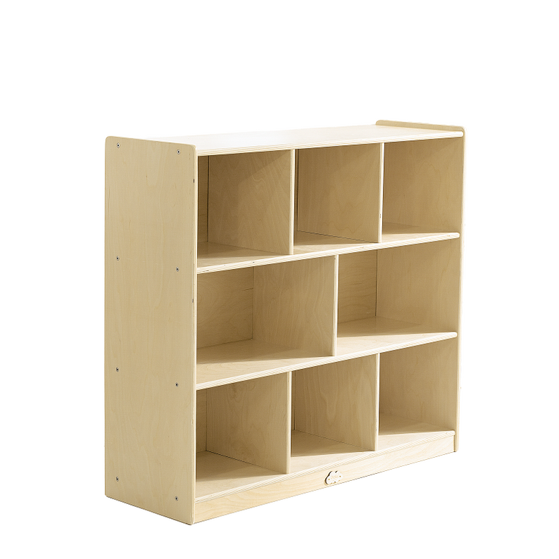 Joyees 8-Cubby Birch Plywood Storage Cabinet – Natural Wood Montessori Bookshelf & Organizer (JY-310)