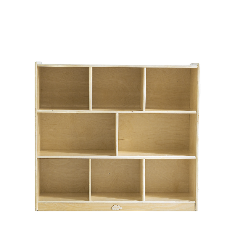 Joyees 8-Cubby Birch Plywood Storage Cabinet – Natural Wood Montessori Bookshelf & Organizer (JY-310)