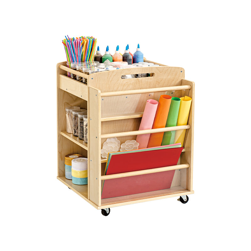Joyees Multi-Function Birch Plywood Art & Material Trolley – Mobile Montessori Craft Storage Cart (JY-558)