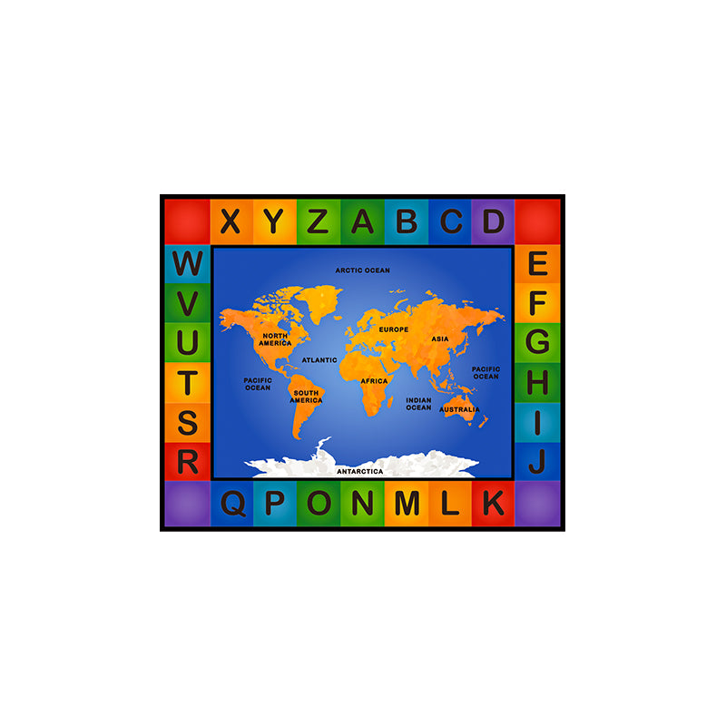 JOOYES World Map Carpet JY-560, Educational Nylon Floor Mat with Alphabet Border, Kids Learning Rug for Classroom, Playroom or Home, Soft, Durable and Non-Slip, 240 x 200 cm – Early Development & Activity Toys