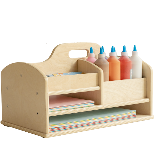 Joyees Birch Wood Toddler Arts & Crafts Organizer - Portable Desktop Storage Caddy