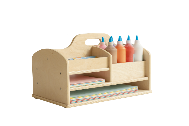 Joyees Birch Wood Toddler Arts & Crafts Organizer - Portable Desktop Storage Caddy