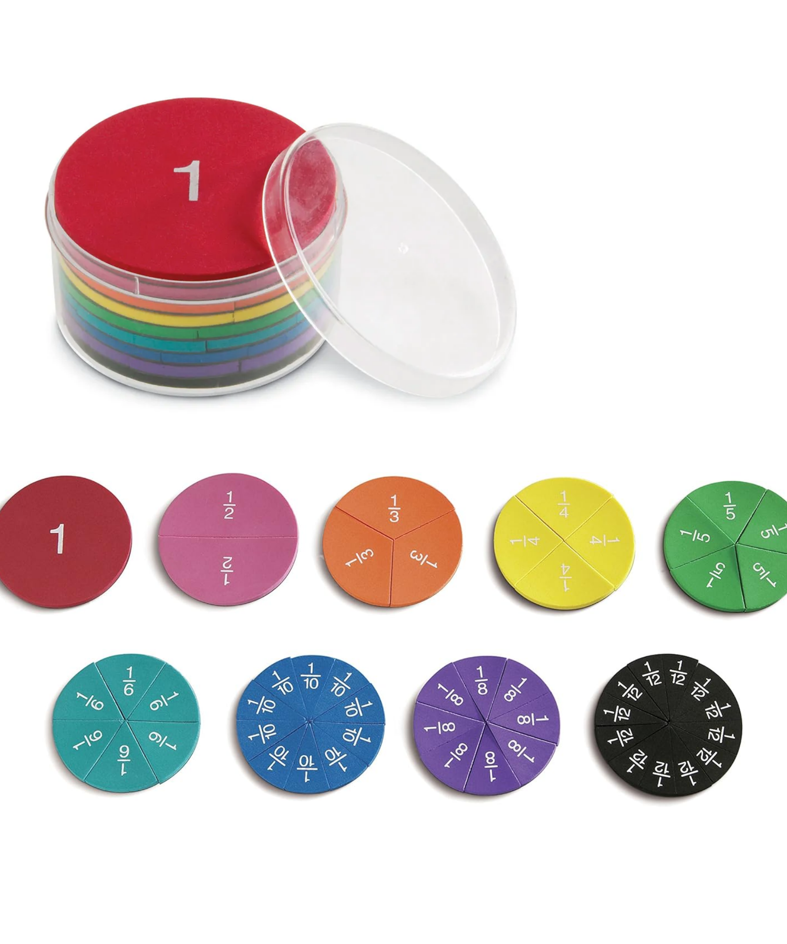 Learning Resources Magnetic Foam Rainbow Circles, Fraction Learning Set for Hands-On Maths, 51-Piece Set, Ages 6+