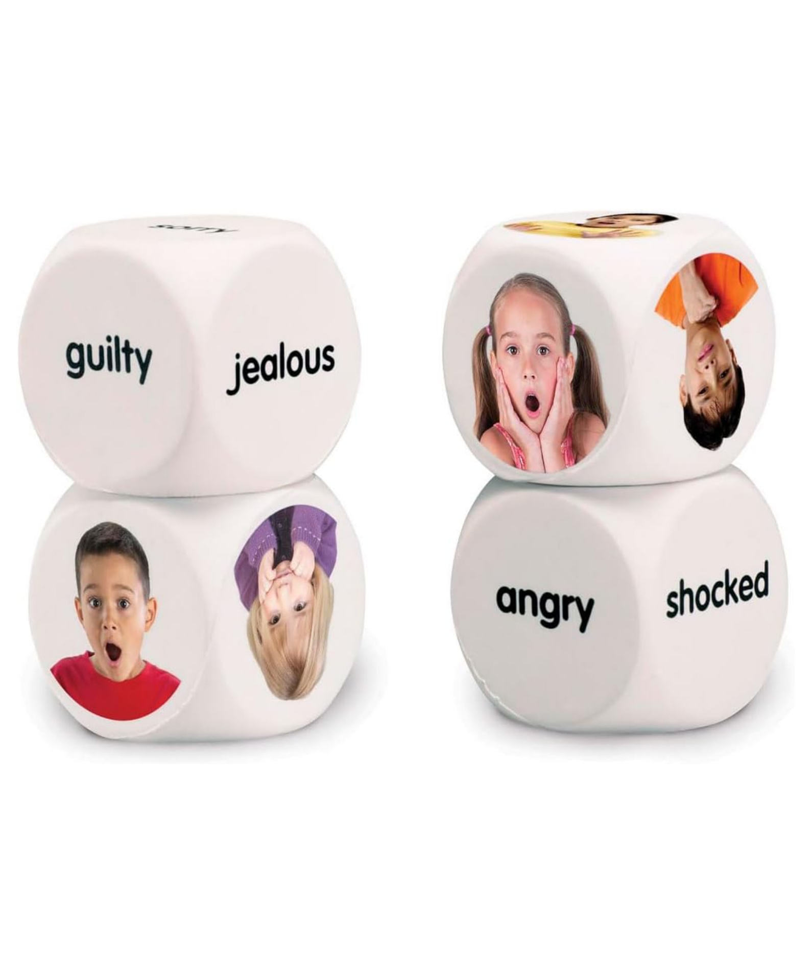 Learning Resources Emotion Cubes, Set of 4 Foam Cubes with Real-Life Photos and Emotion Words, Social Emotional Learning Toy for Kids, Build Emotional Awareness and Vocabulary, Ages 3+