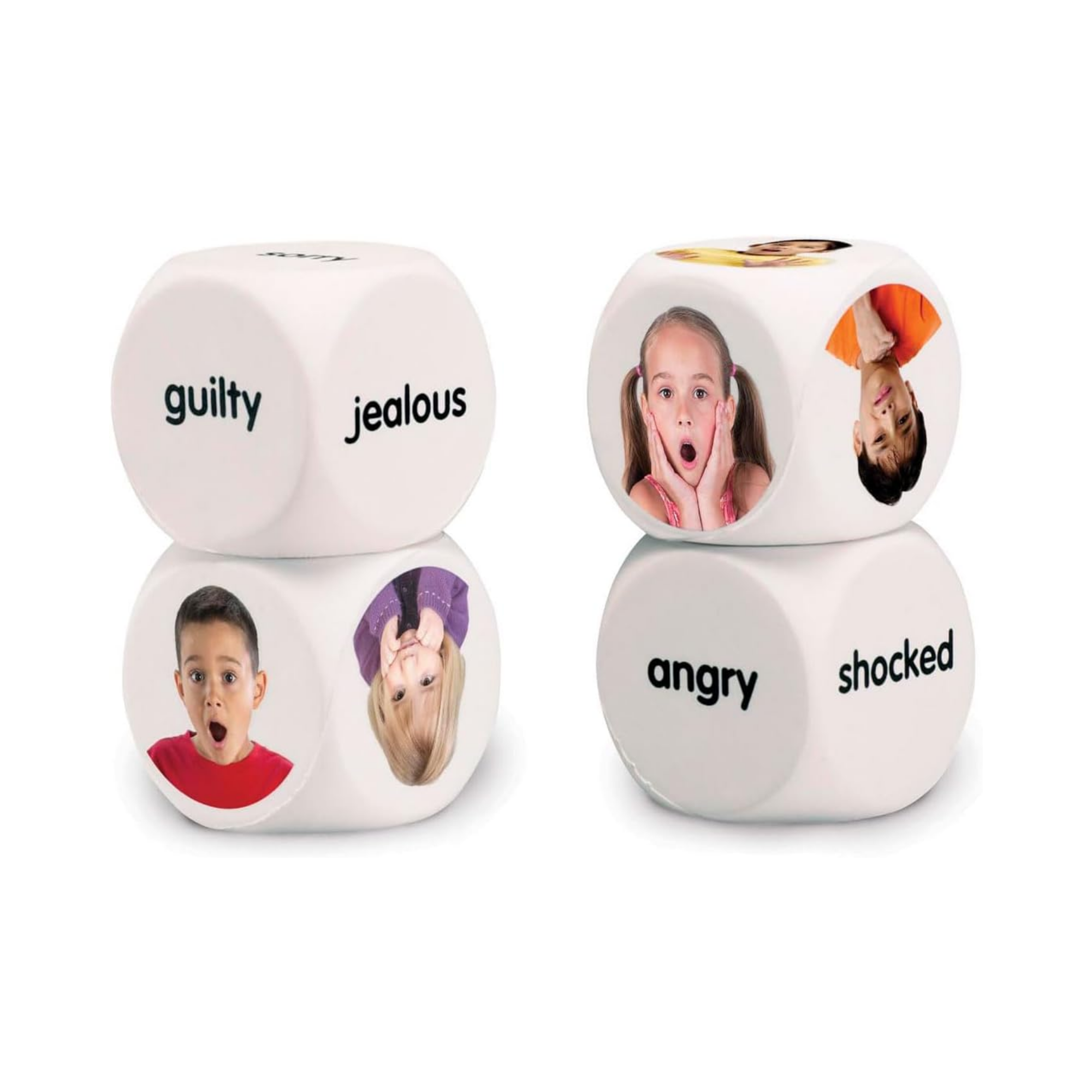 Learning Resources Emotion Cubes, Set of 4 Foam Cubes with Real-Life Photos and Emotion Words, Social Emotional Learning Toy for Kids, Build Emotional Awareness and Vocabulary, Ages 3+