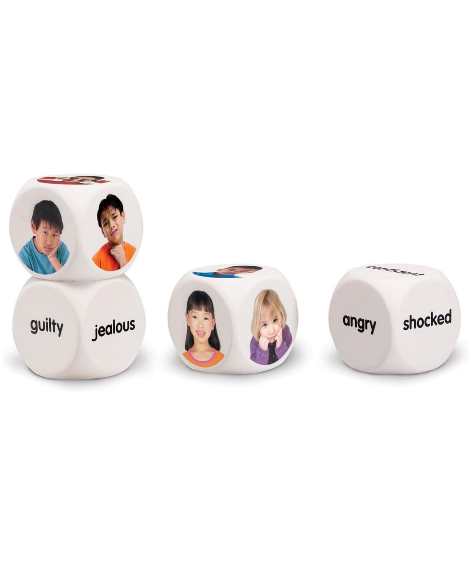 Learning Resources Emotion Cubes, Set of 4 Foam Cubes with Real-Life Photos and Emotion Words, Social Emotional Learning Toy for Kids, Build Emotional Awareness and Vocabulary, Ages 3+