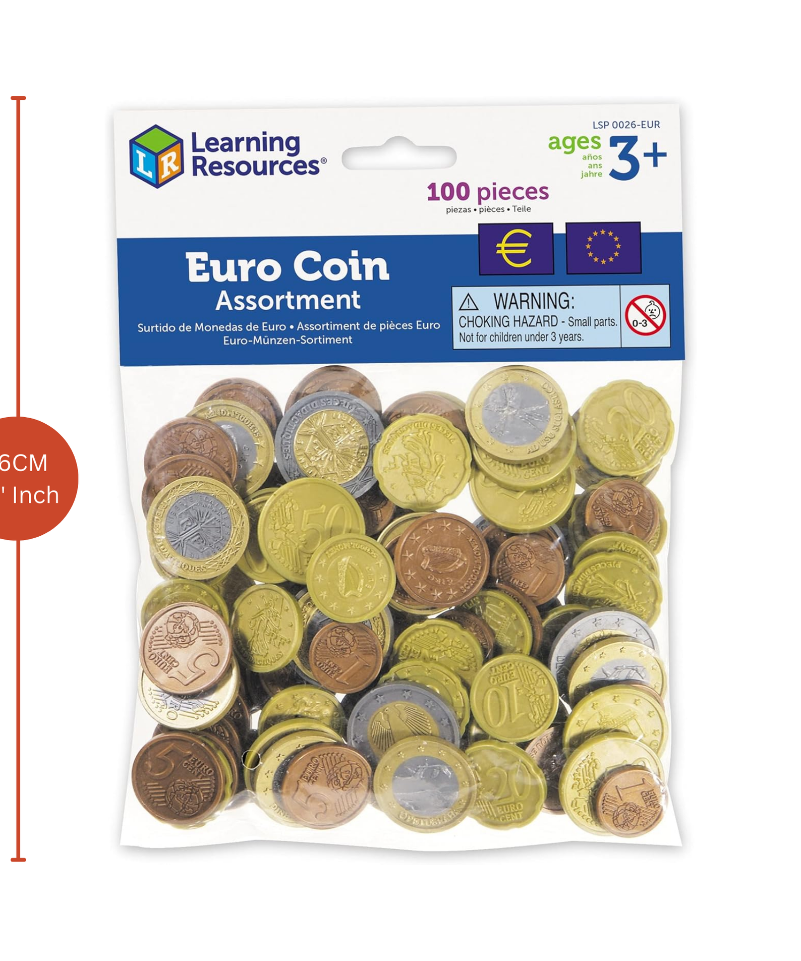 Learning Resources Play Euro Coins Set, 100 Realistic Euro Coins for Hands-On Money Maths & Coin Recognition, For Ages 5+