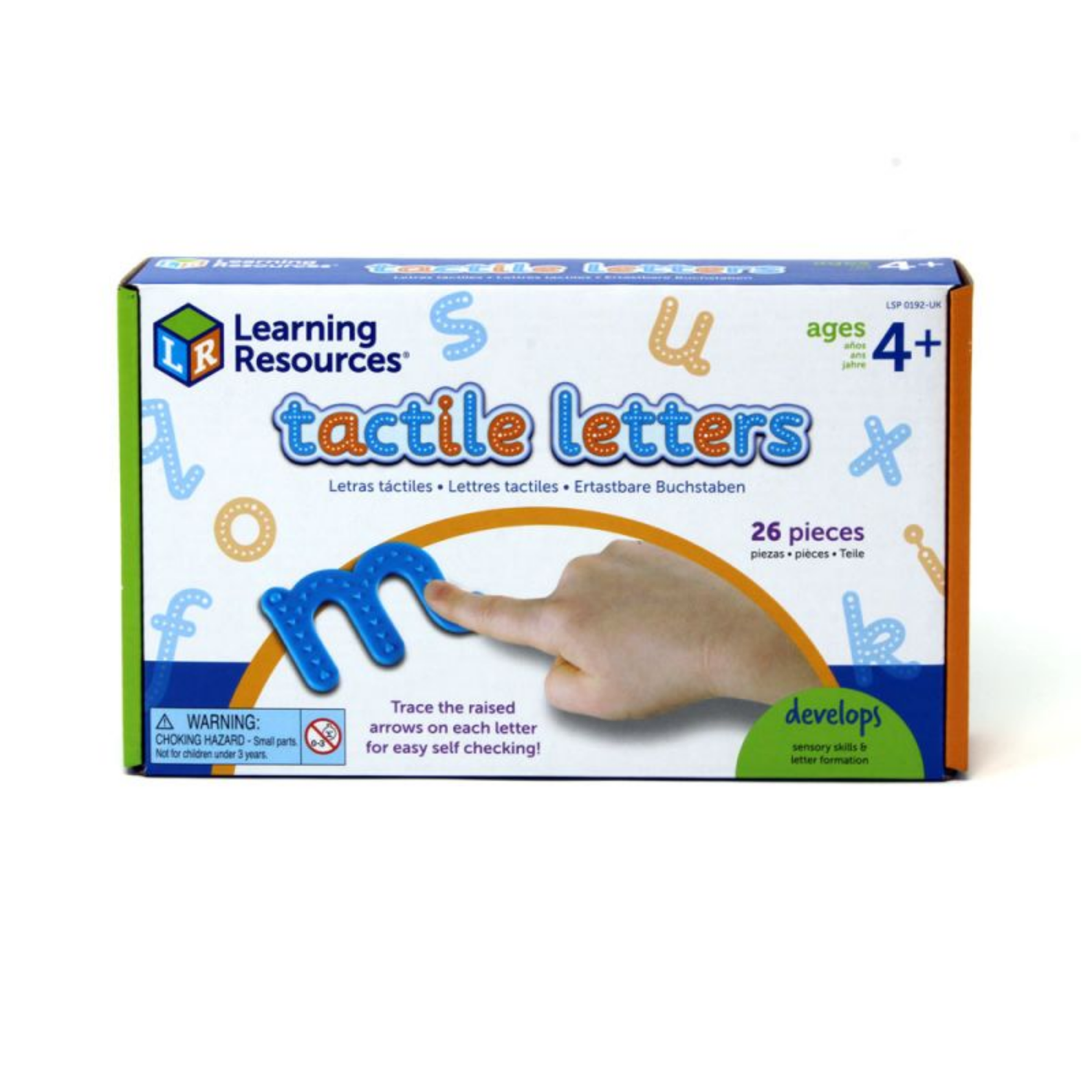 Learning Resources Tactile Letters, Sensory Input for Letter Recognition & Formation, Durable Plastic, Multilingual Activity Guide, Ages 4+