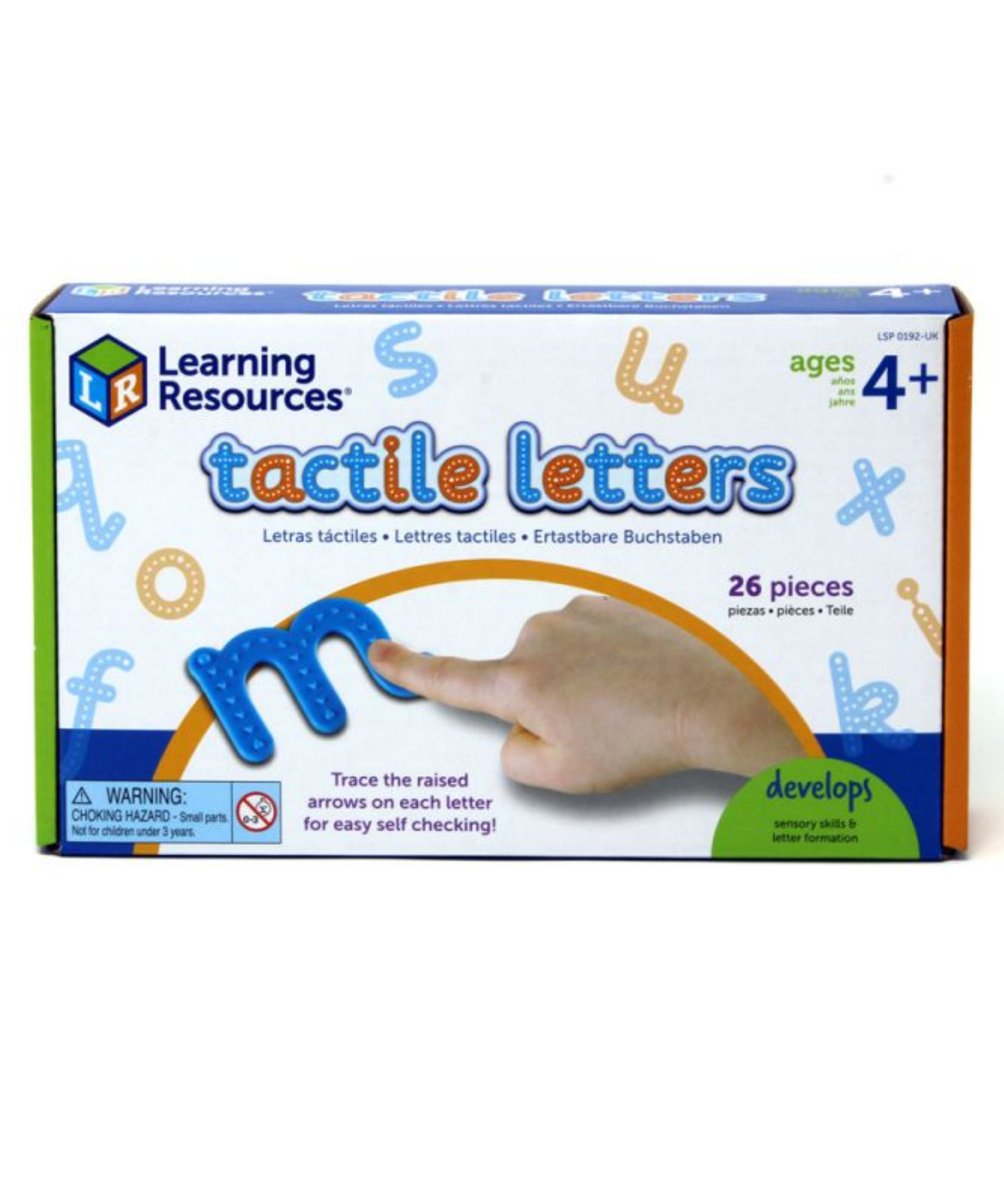 Learning Resources Tactile Letters, Sensory Input for Letter Recognition & Formation, Durable Plastic, Multilingual Activity Guide, Ages 4+