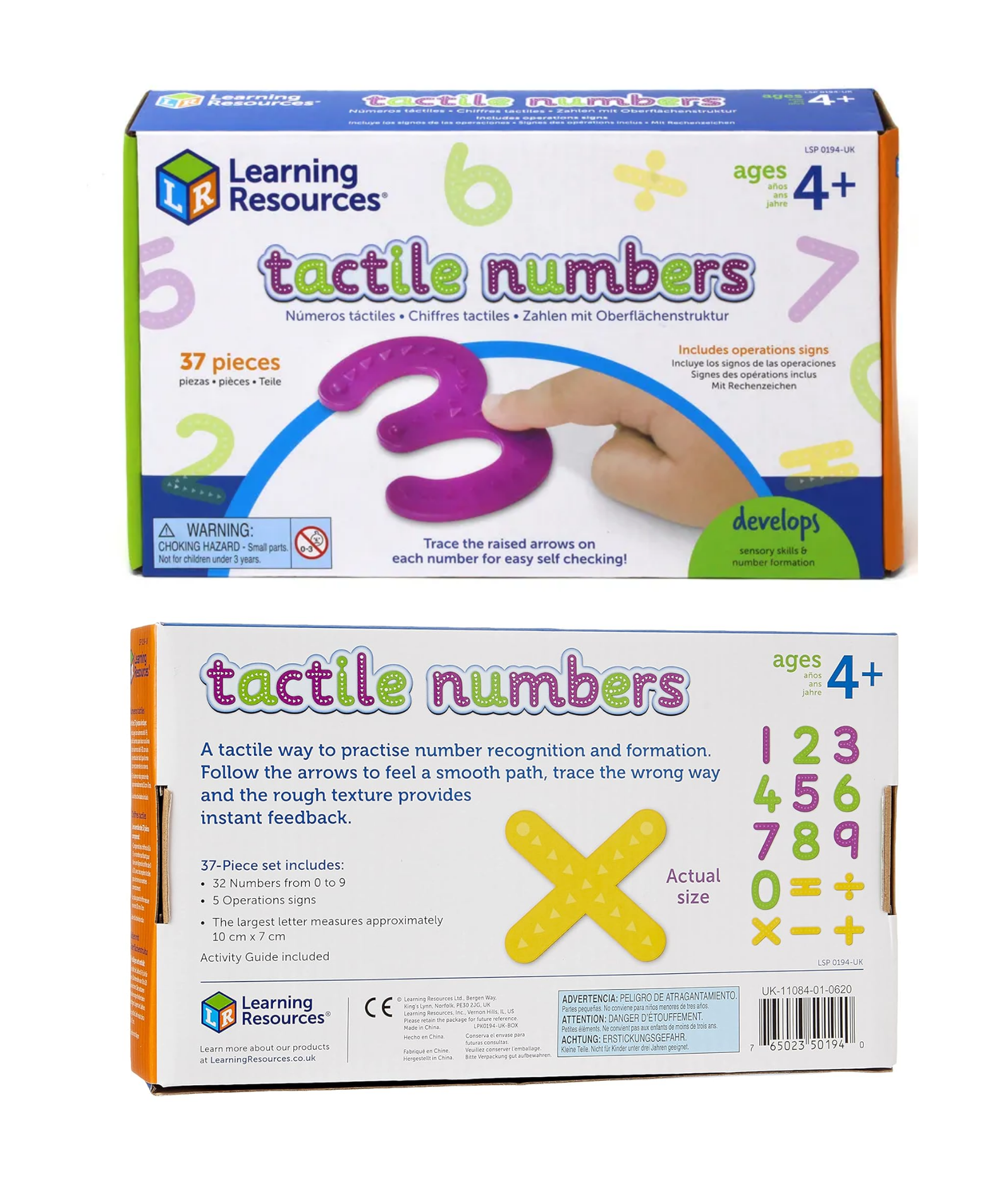 Learning Resources Tactile Numbers & Operations Set, Durable Sensory Learning Tool for Number Recognition and Formation