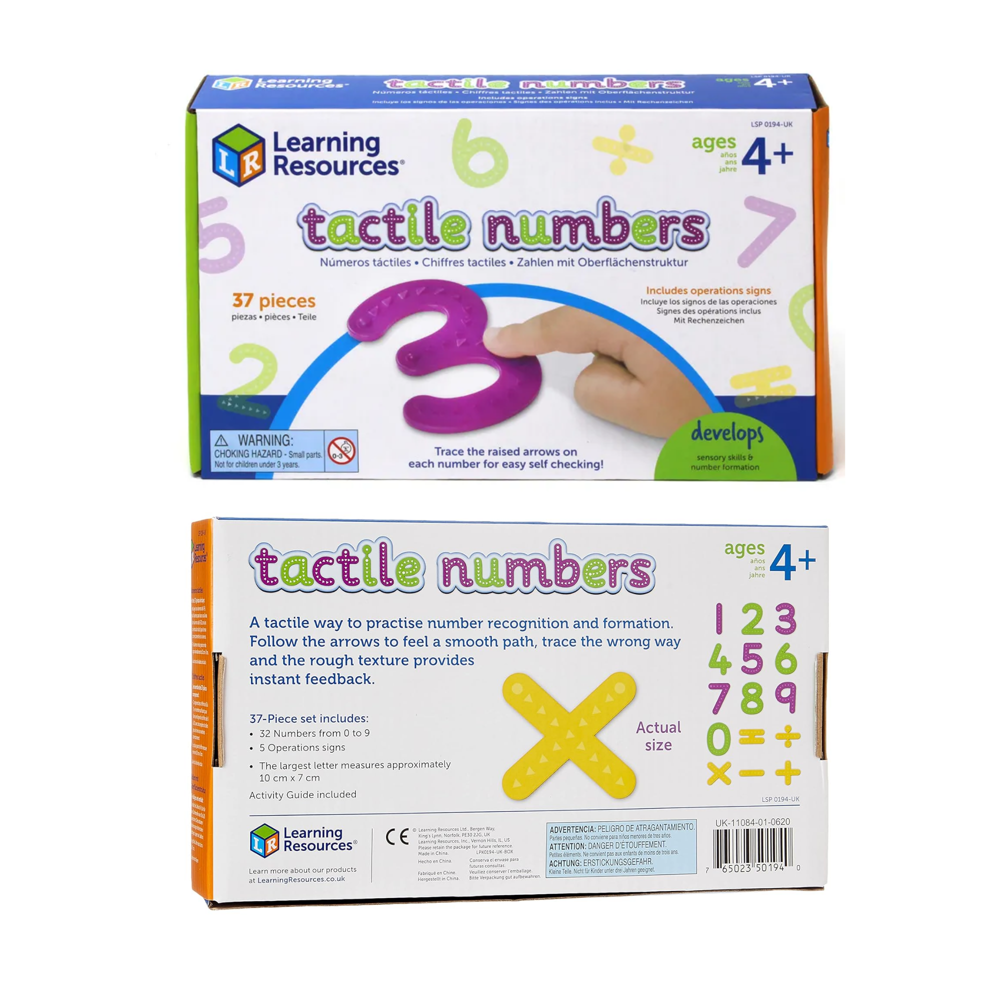 Learning Resources Tactile Numbers & Operations Set, Durable Sensory Learning Tool for Number Recognition and Formation