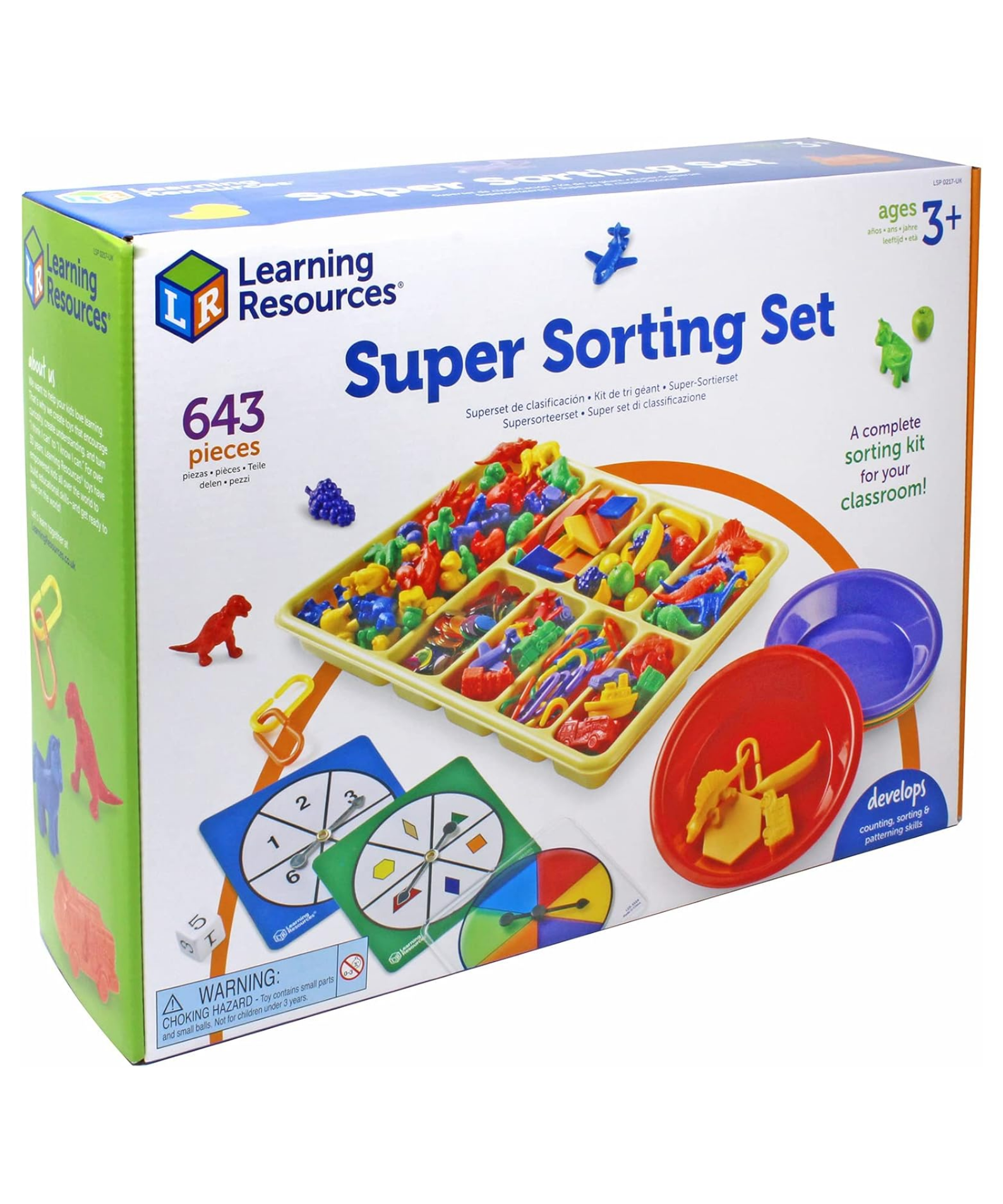 Learning Resources The Original Super Sorting Set, 600+ Pieces, Includes Sorting Bowls & Tray, Ideal for Early Maths, Counting & Classification, Classroom & Home Learning, Ages 3+