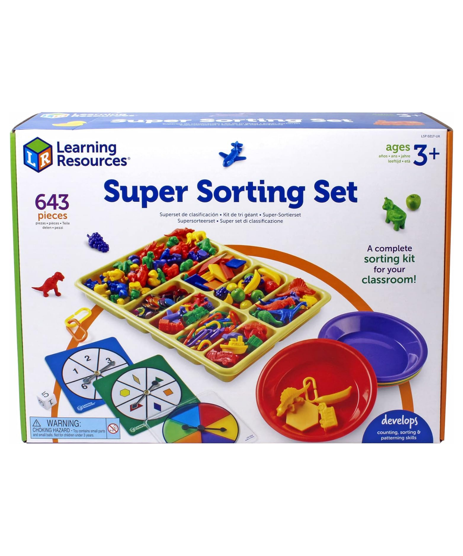 Learning Resources The Original Super Sorting Set, 600+ Pieces, Includes Sorting Bowls & Tray, Ideal for Early Maths, Counting & Classification, Classroom & Home Learning, Ages 3+