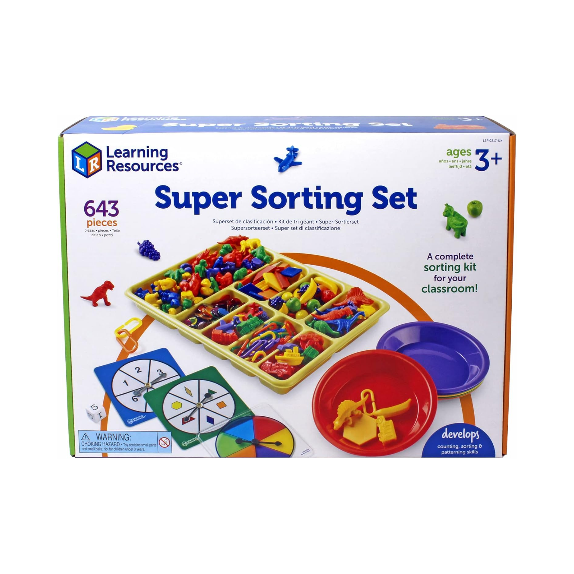 Learning Resources The Original Super Sorting Set, 600+ Pieces, Includes Sorting Bowls & Tray, Ideal for Early Maths, Counting & Classification, Classroom & Home Learning, Ages 3+