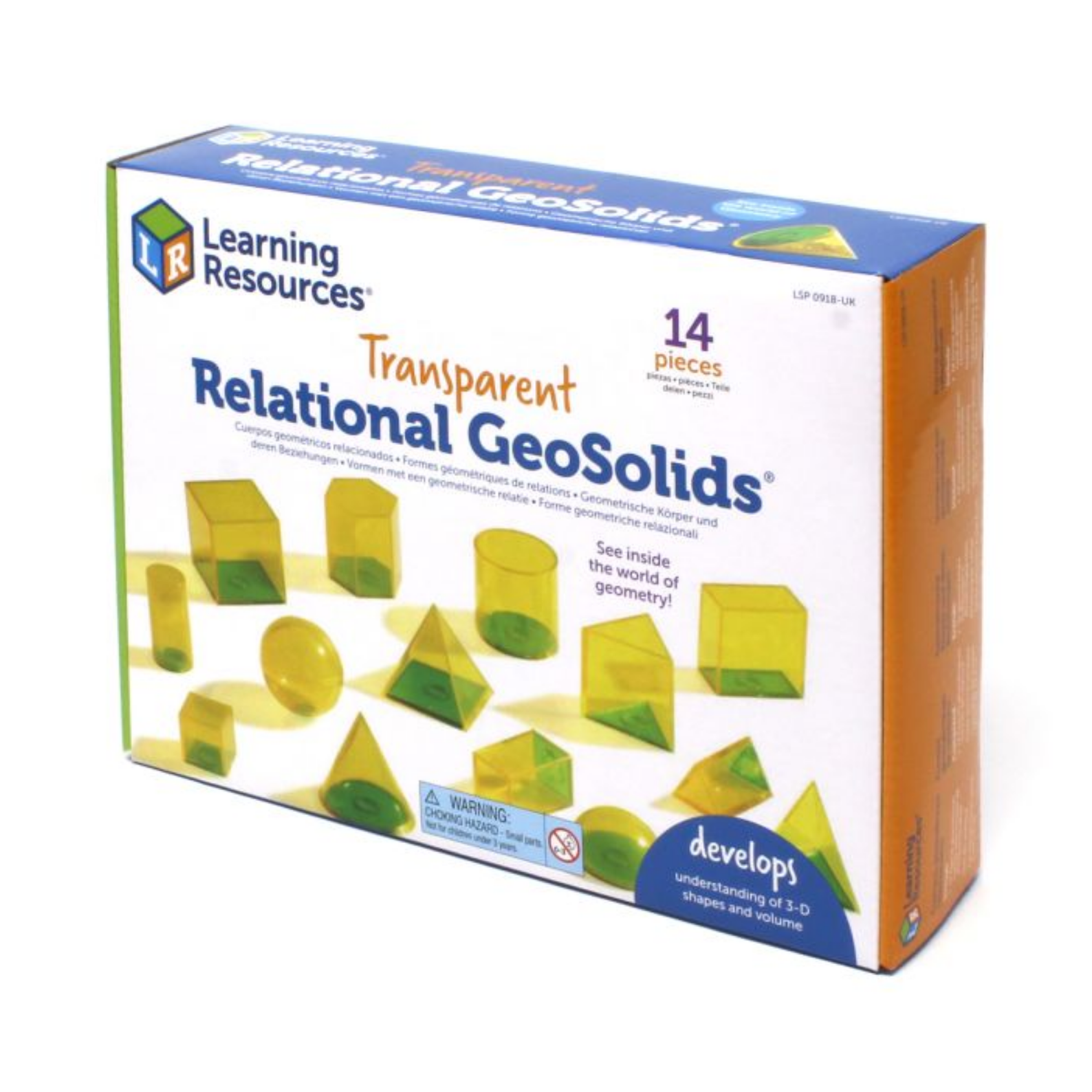 Learning Resources Relational GeoSolids, 3D Transparent Shapes for Teaching Geometry and Volume, Hands-On Math Classroom Resource, Ages 8+, Includes Multilingual Activity Guide