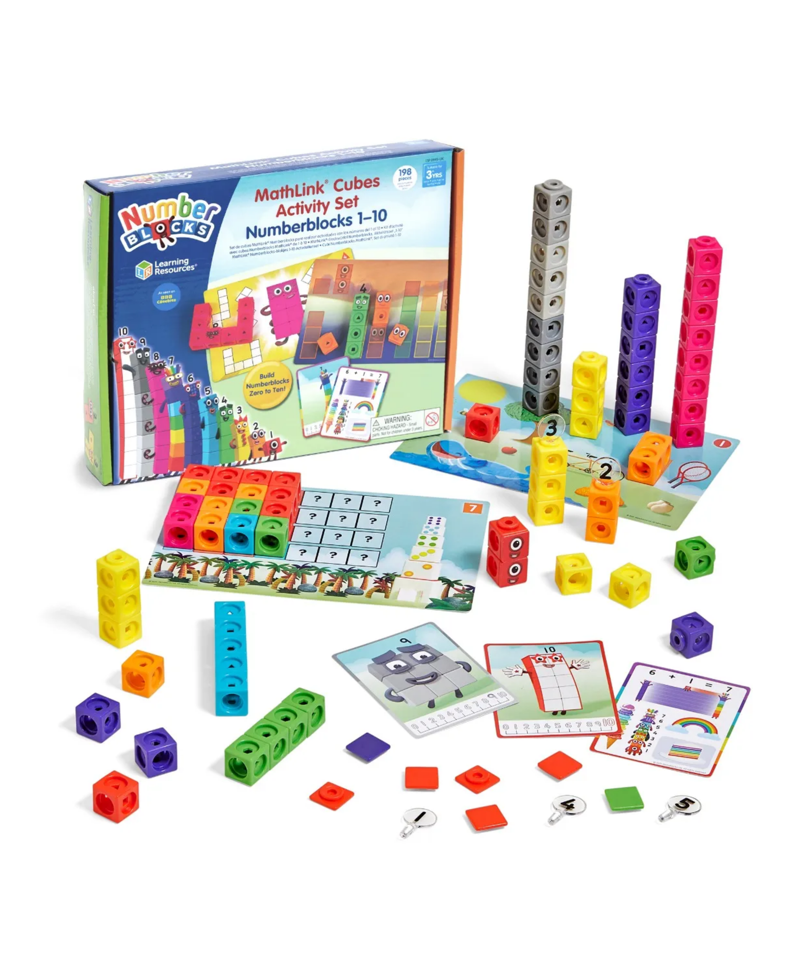 Learning Resources MathLink Cubes Numberblocks 1-10 Activity Set, Build Numberblocks Characters, Learn Early Maths Skills, Includes Zero, Activity Cards, and More