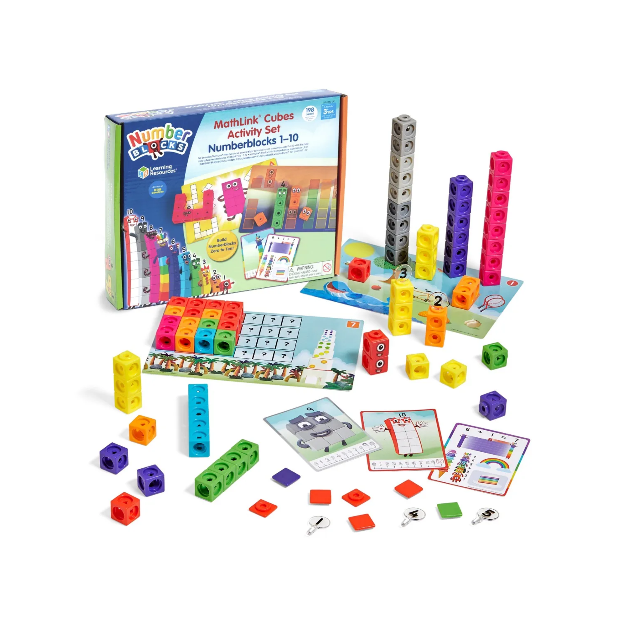 Learning Resources MathLink Cubes Numberblocks 1-10 Activity Set, Build Numberblocks Characters, Learn Early Maths Skills, Includes Zero, Activity Cards, and More