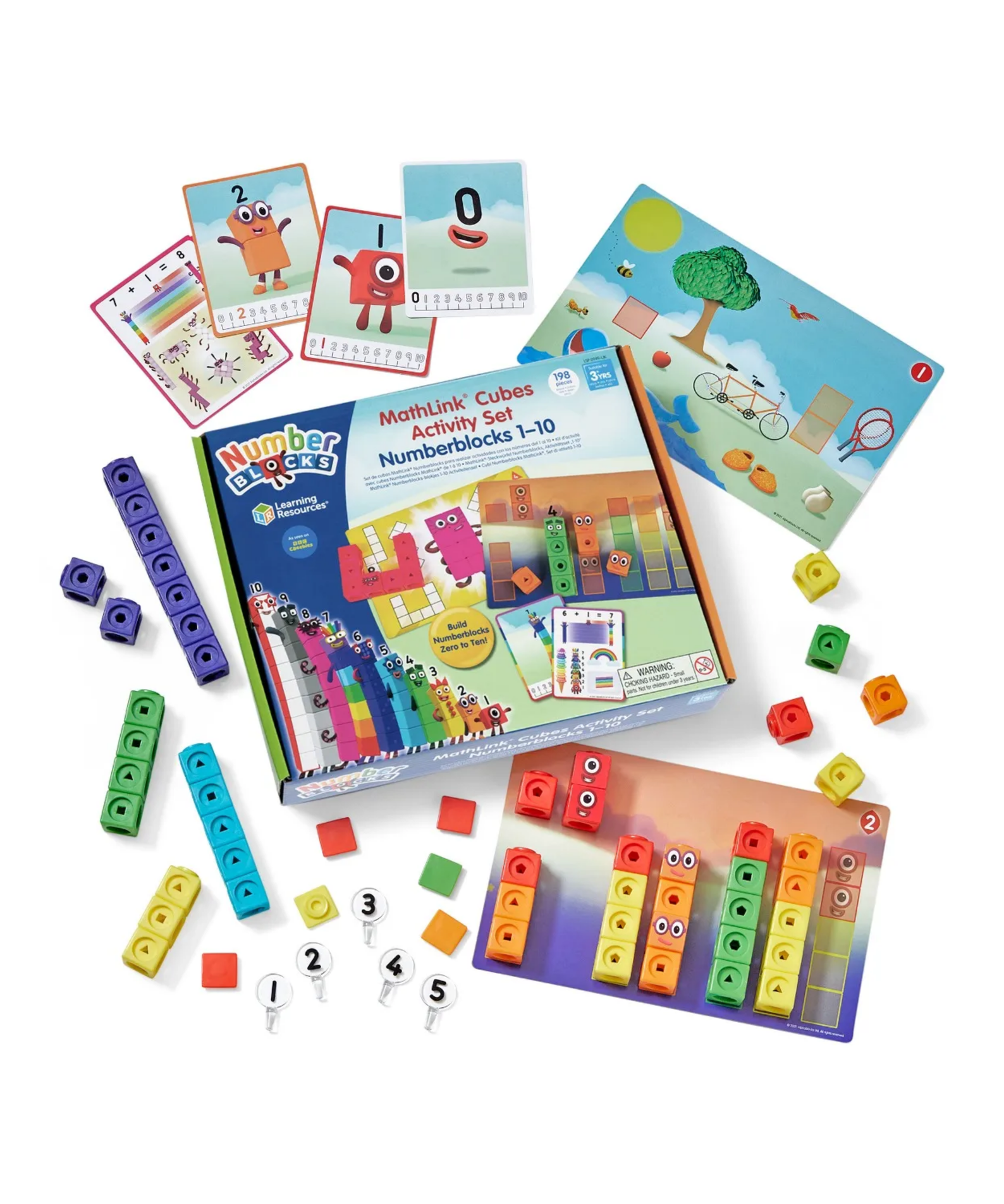 Learning Resources MathLink Cubes Numberblocks 1-10 Activity Set, Build Numberblocks Characters, Learn Early Maths Skills, Includes Zero, Activity Cards, and More