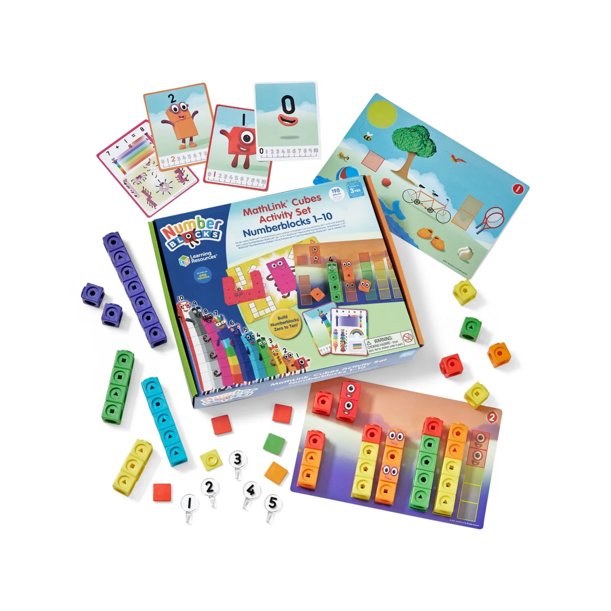 Learning Resources MathLink Cubes Numberblocks 1-10 Activity Set, Build Numberblocks Characters, Learn Early Maths Skills, Includes Zero, Activity Cards, and More