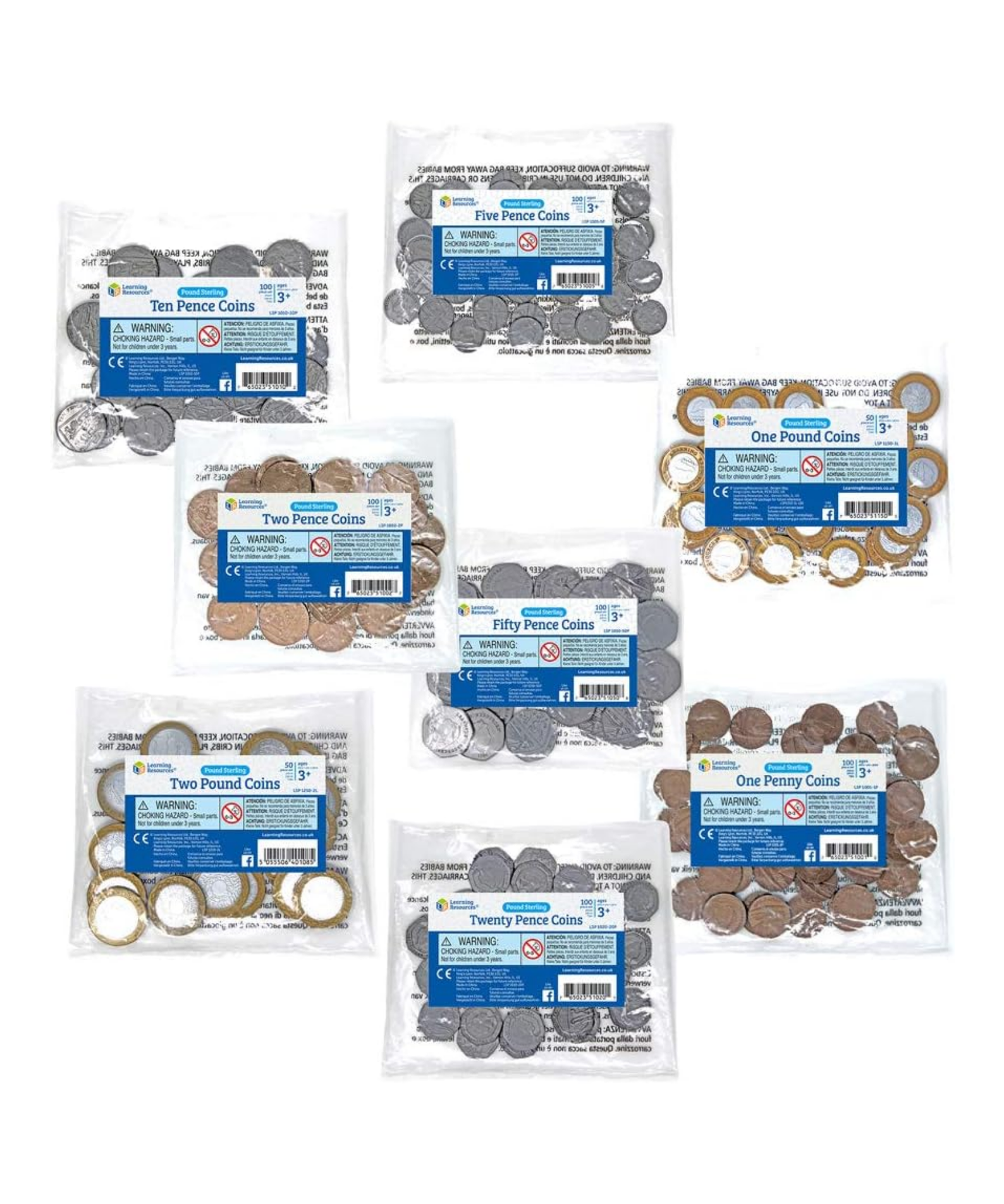 Learning Resources Bulk Play Money Pack, Set of 700 Realistic Plastic Coins, UK HM Treasury Approved, Includes 1p to £2 Coins, Ages 3+