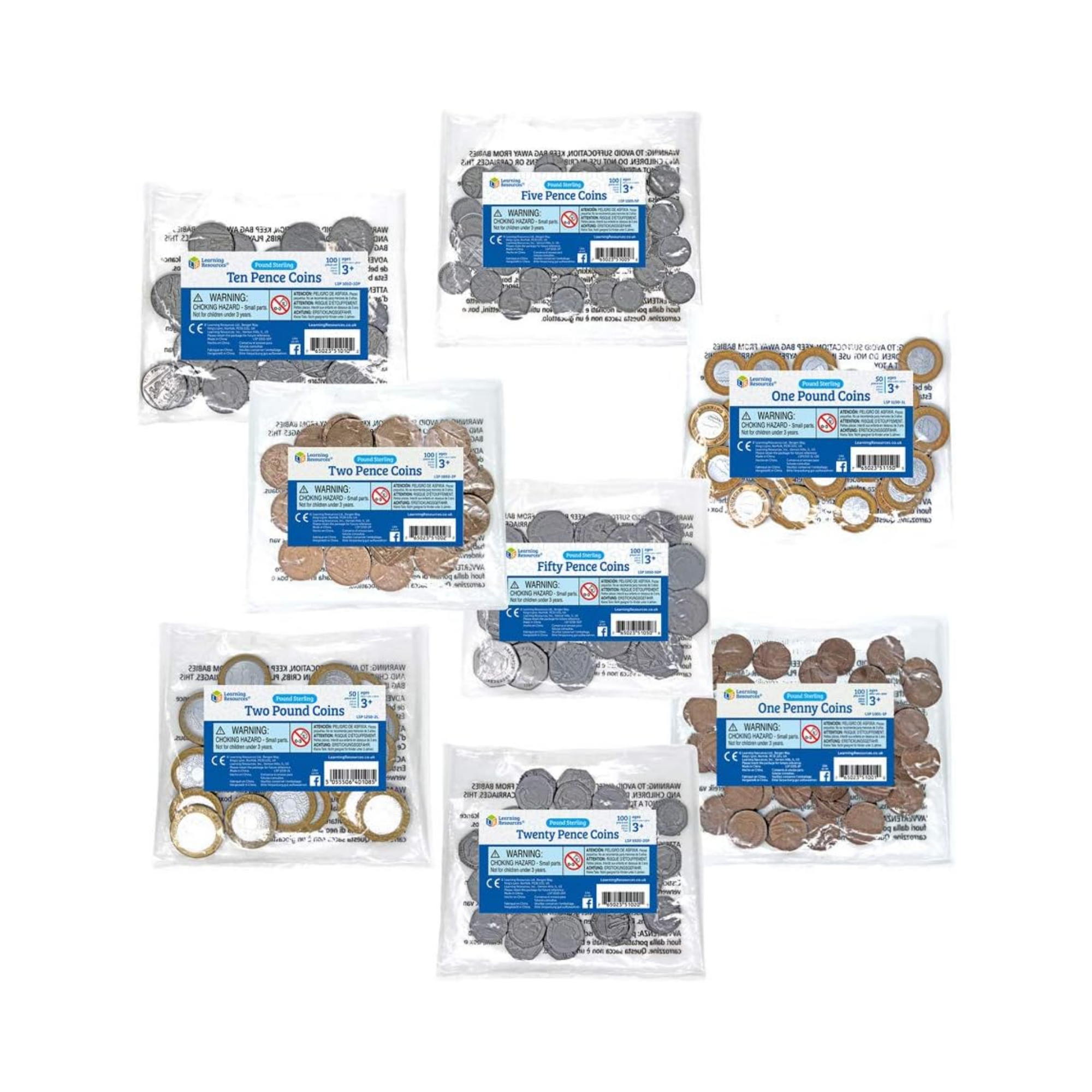 Learning Resources Bulk Play Money Pack, Set of 700 Realistic Plastic Coins, UK HM Treasury Approved, Includes 1p to £2 Coins, Ages 3+