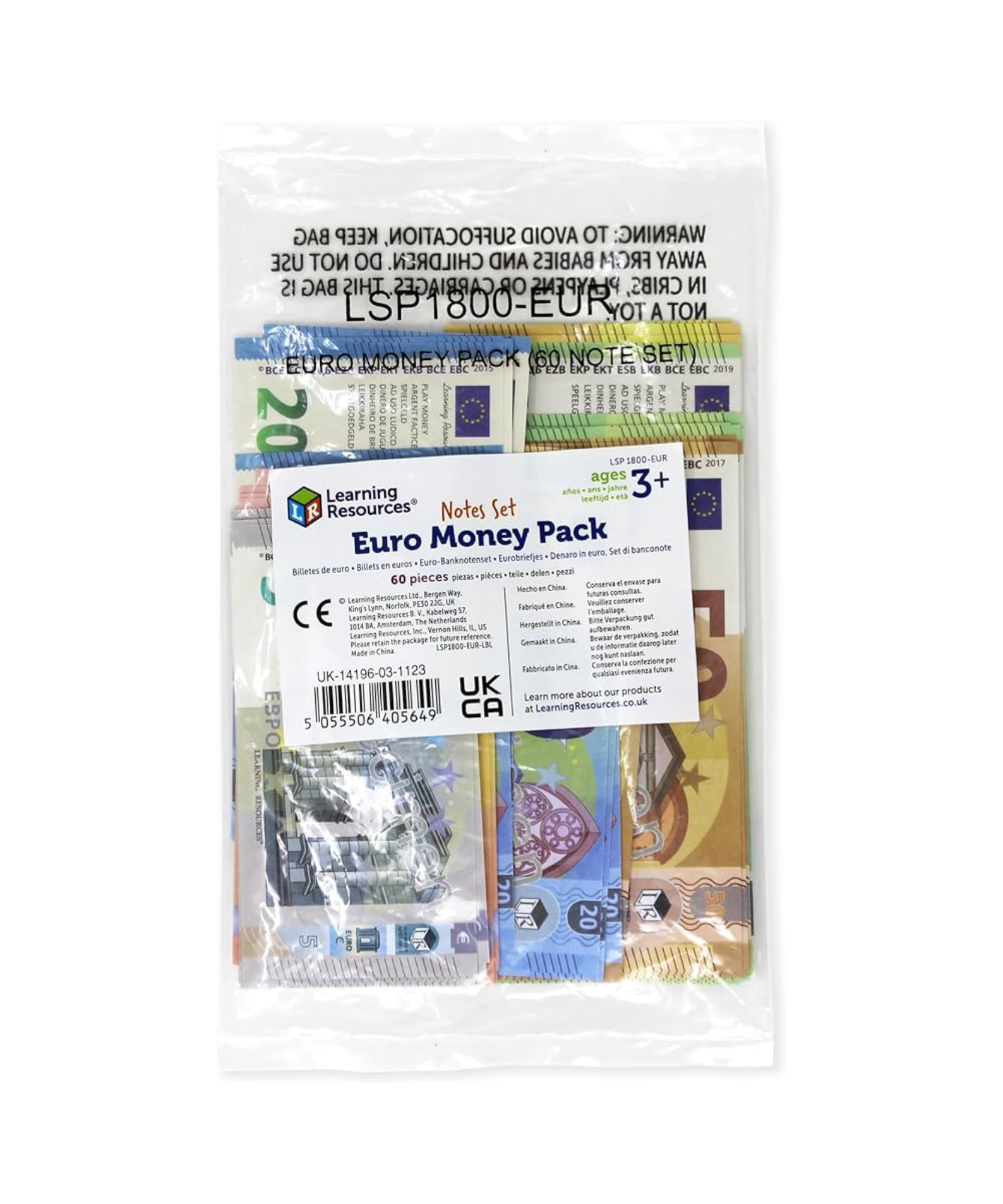 Learning Resources Euro Money Pack, 60 Realistic Notes, Ages 5+, Hands-On Money Recognition & Math Skills