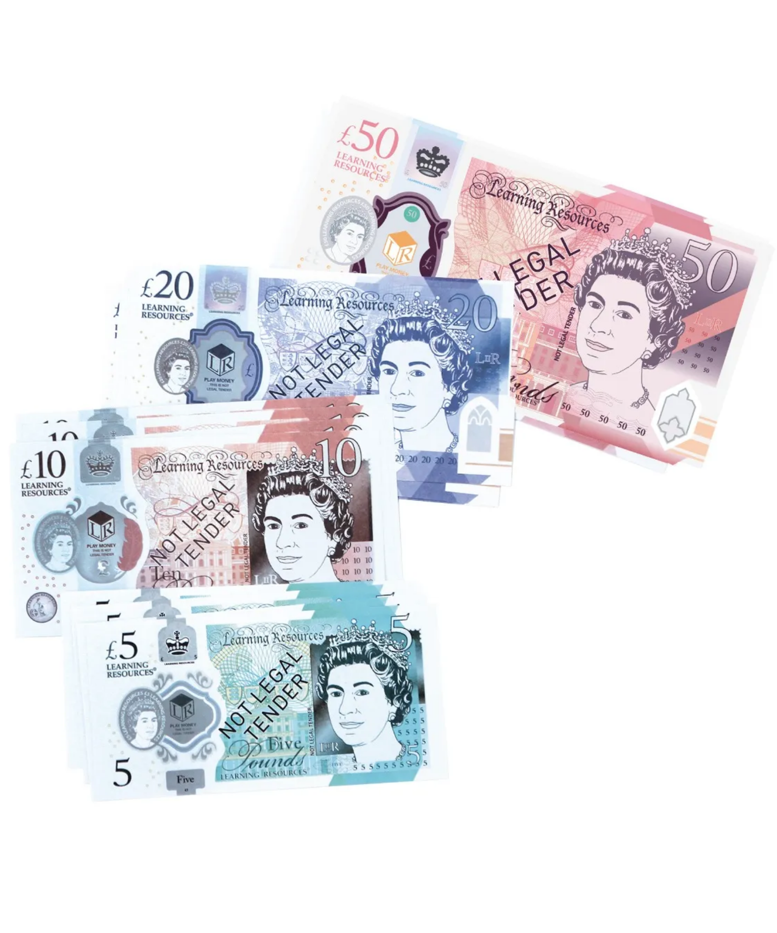 Learning Resources UK Money Set, 50 Single-Sided Play Notes Approved by HM Treasury, Realistic Educational Toy Currency, Ages 3+
