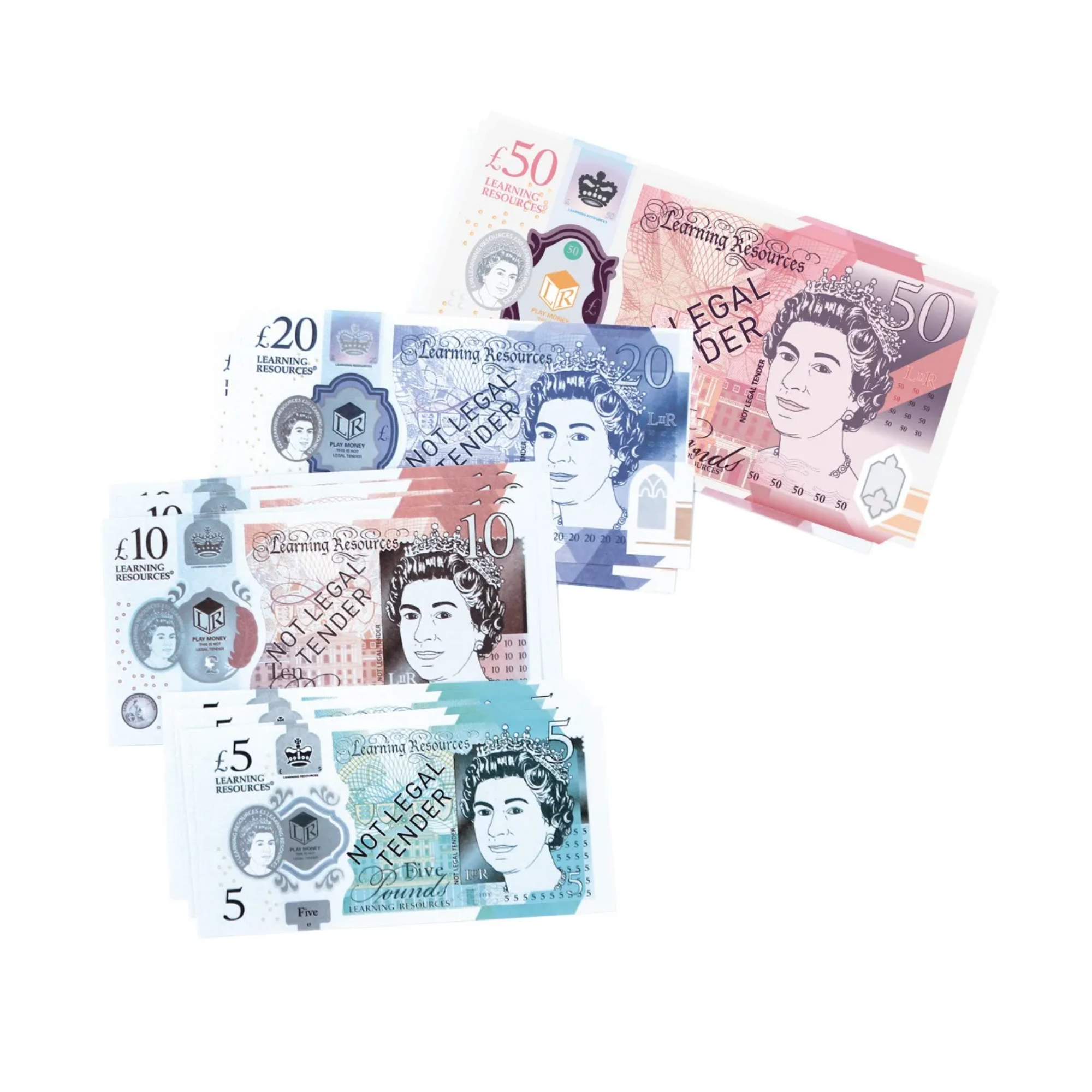Learning Resources UK Money Set, 50 Single-Sided Play Notes Approved by HM Treasury, Realistic Educational Toy Currency, Ages 3+
