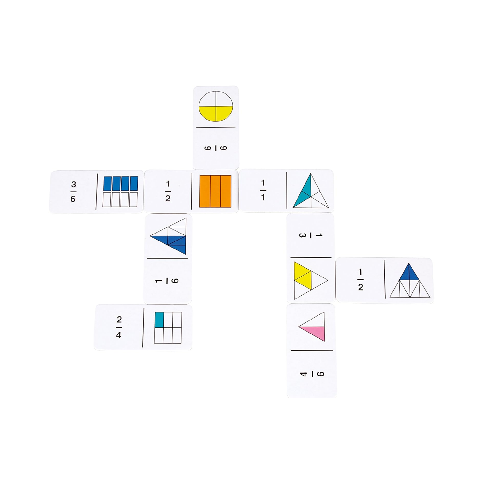 Learning Resources Rainbow Fraction Dominoes, Educational Game for Learning Fractions and Percentages, Double-Sided Dominoes with Visual and Numeric Representations, For 2-4 Players, Includes Multilingual Activity Guide