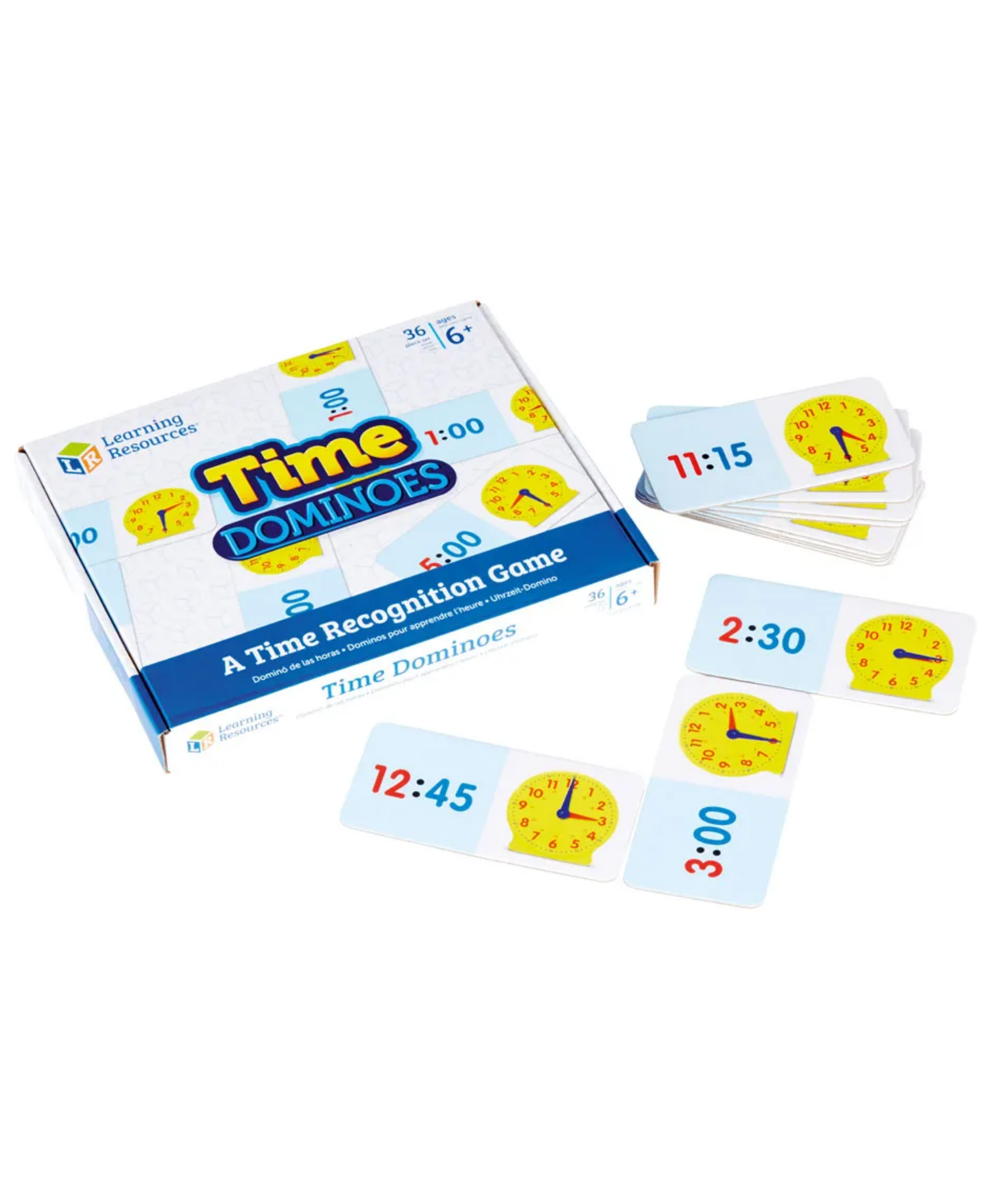 Learning Resources Time Dominoes, Telling Time Game with Digital and Analogue Clocks, Includes 36 Dominoes and Activity Guide, Teaches 12 and 24 Hour Formats, Ages 6+