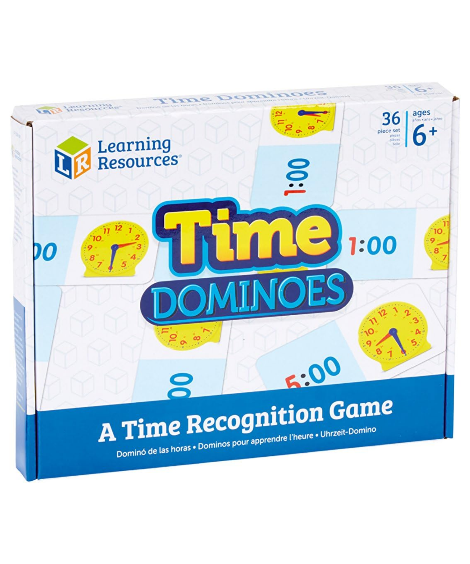 Learning Resources Time Dominoes, Telling Time Game with Digital and Analogue Clocks, Includes 36 Dominoes and Activity Guide, Teaches 12 and 24 Hour Formats, Ages 6+