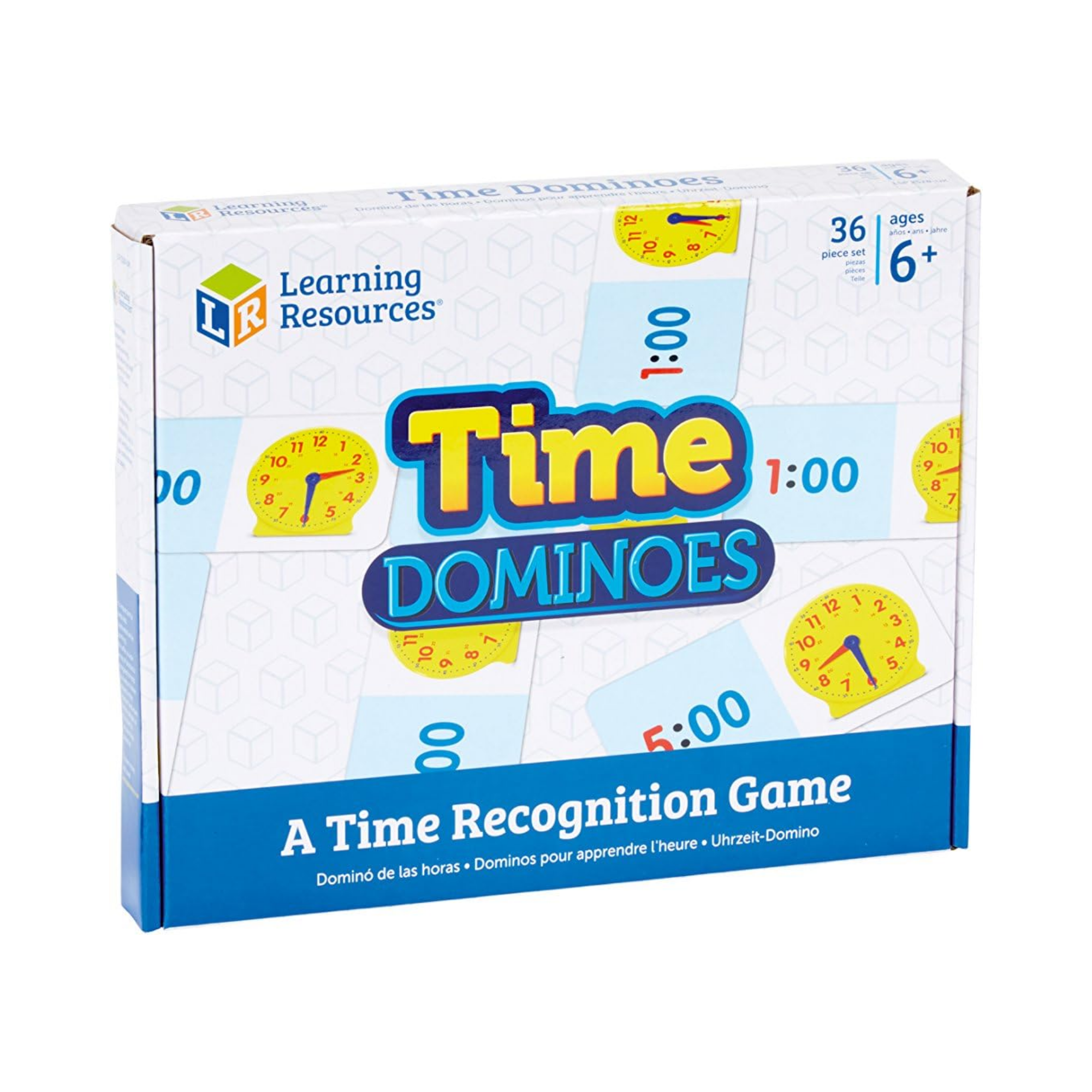 Learning Resources Time Dominoes, Telling Time Game with Digital and Analogue Clocks, Includes 36 Dominoes and Activity Guide, Teaches 12 and 24 Hour Formats, Ages 6+