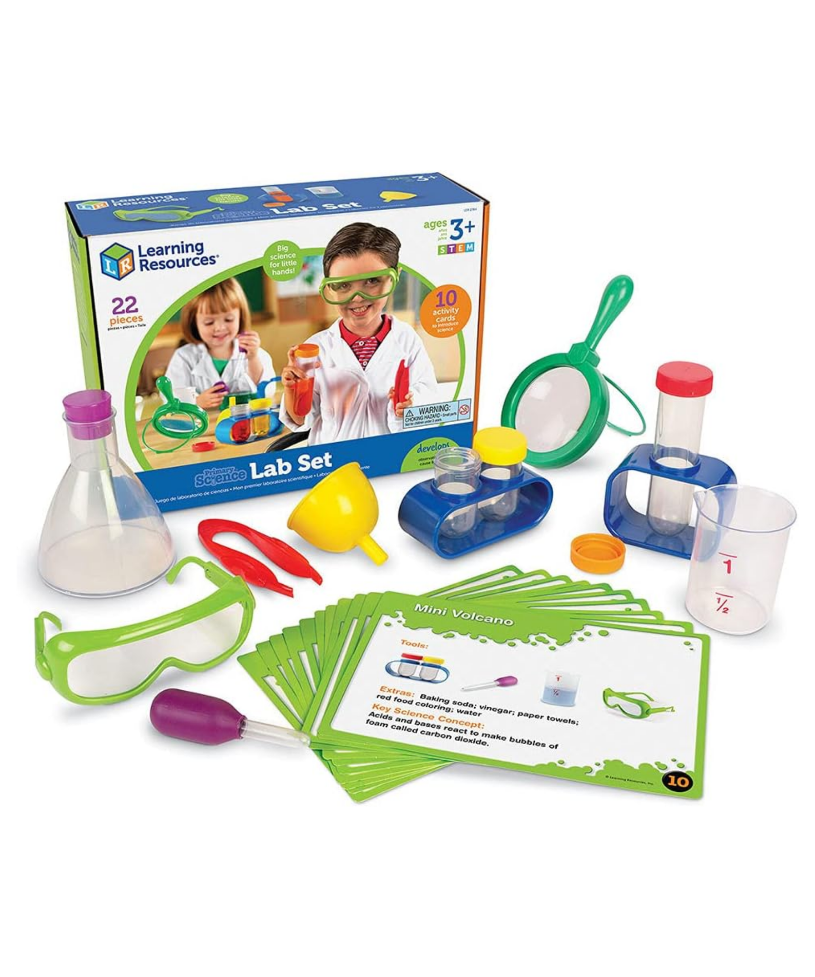 Learning Resources Primary Science® Lab Set, Real Science Tools for Kids, Hands-On Experiments, Includes 10 Activity Cards, Ages 3+
