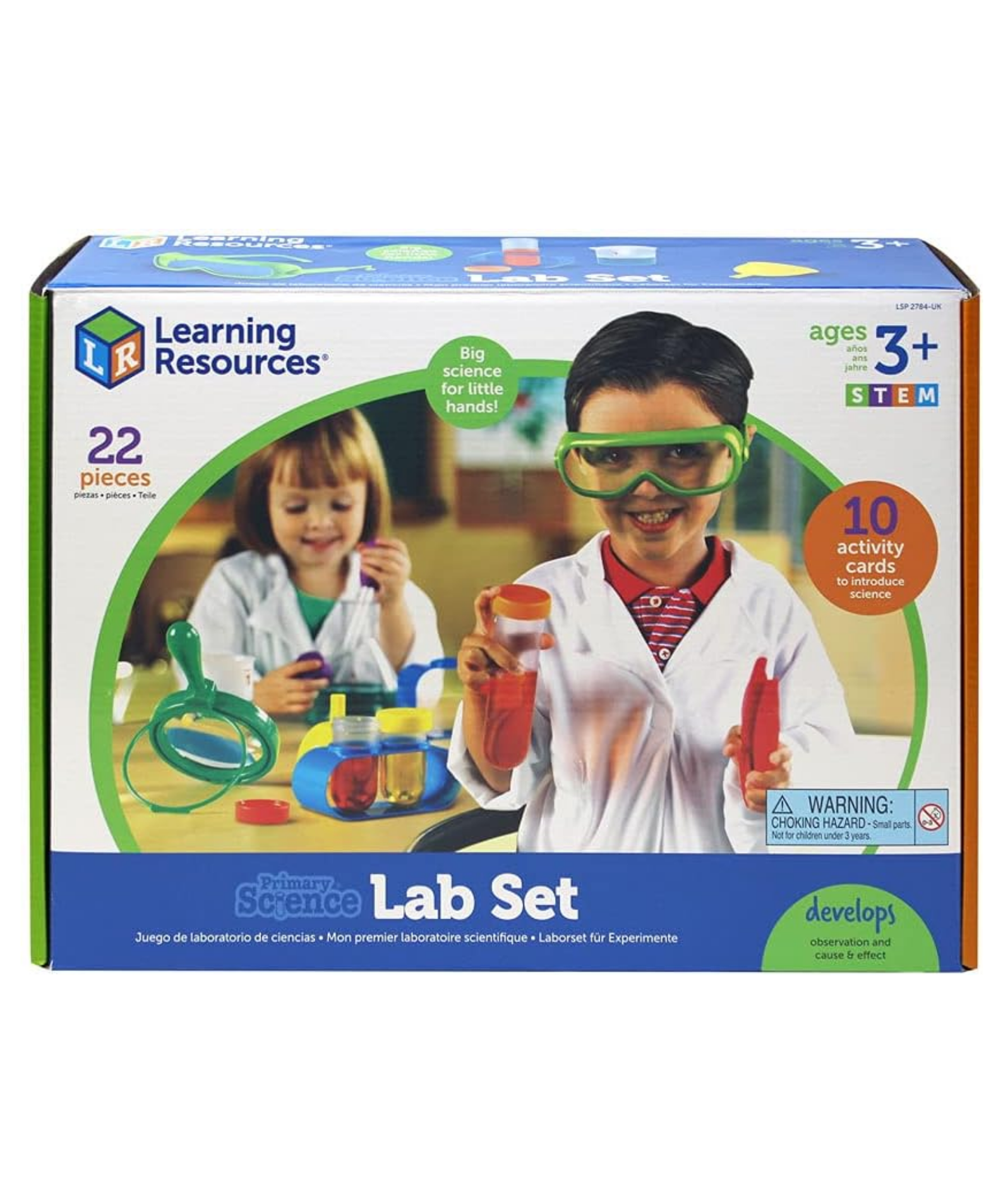 Learning Resources Primary Science® Lab Set, Real Science Tools for Kids, Hands-On Experiments, Includes 10 Activity Cards, Ages 3+