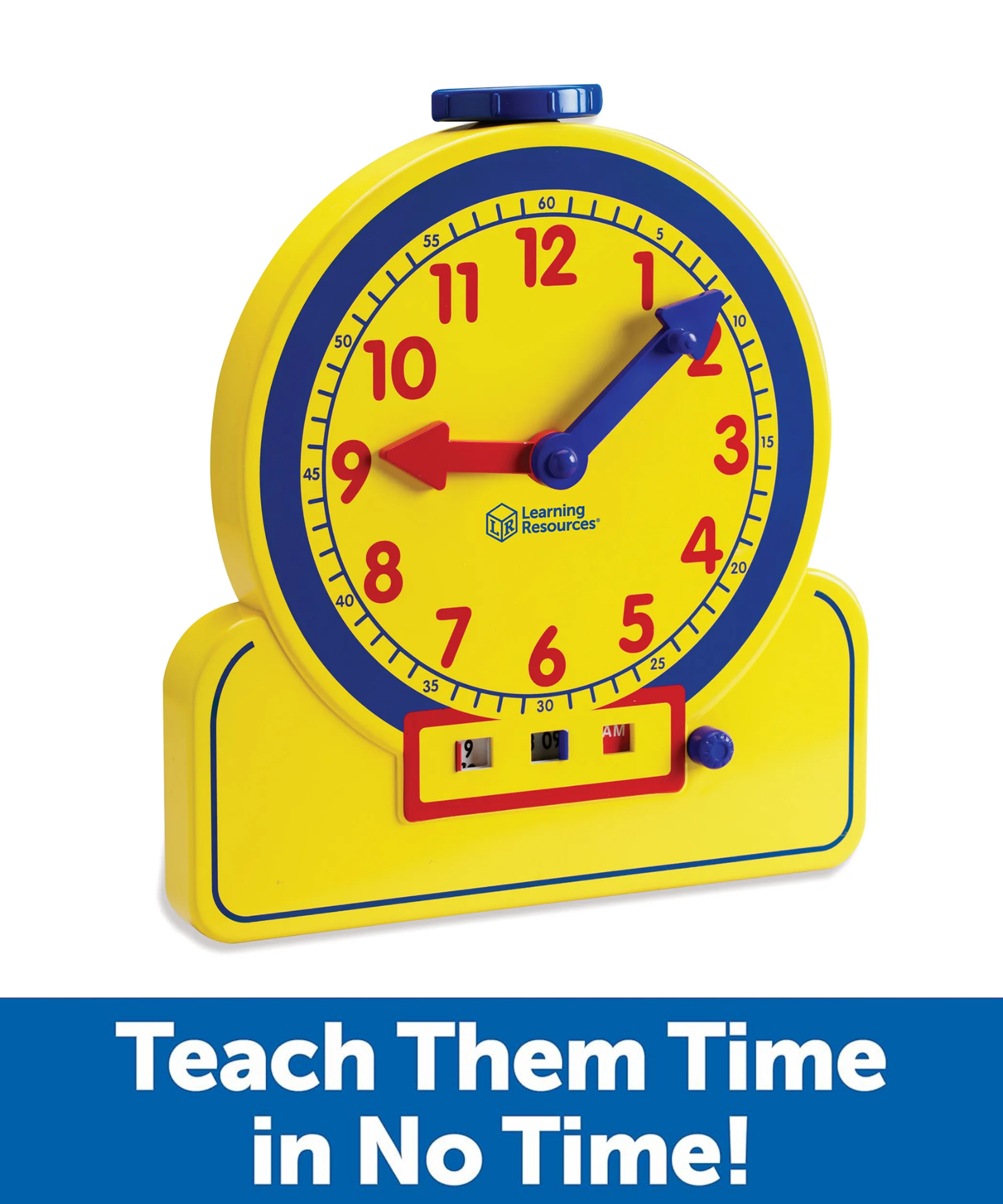 Learning Resources Prim'time Teacher Front Class 24-Hour Clock, Learn to Tell Time with Colour-Coded Hands and Digital Display, Classroom Resource, Ages 3+
