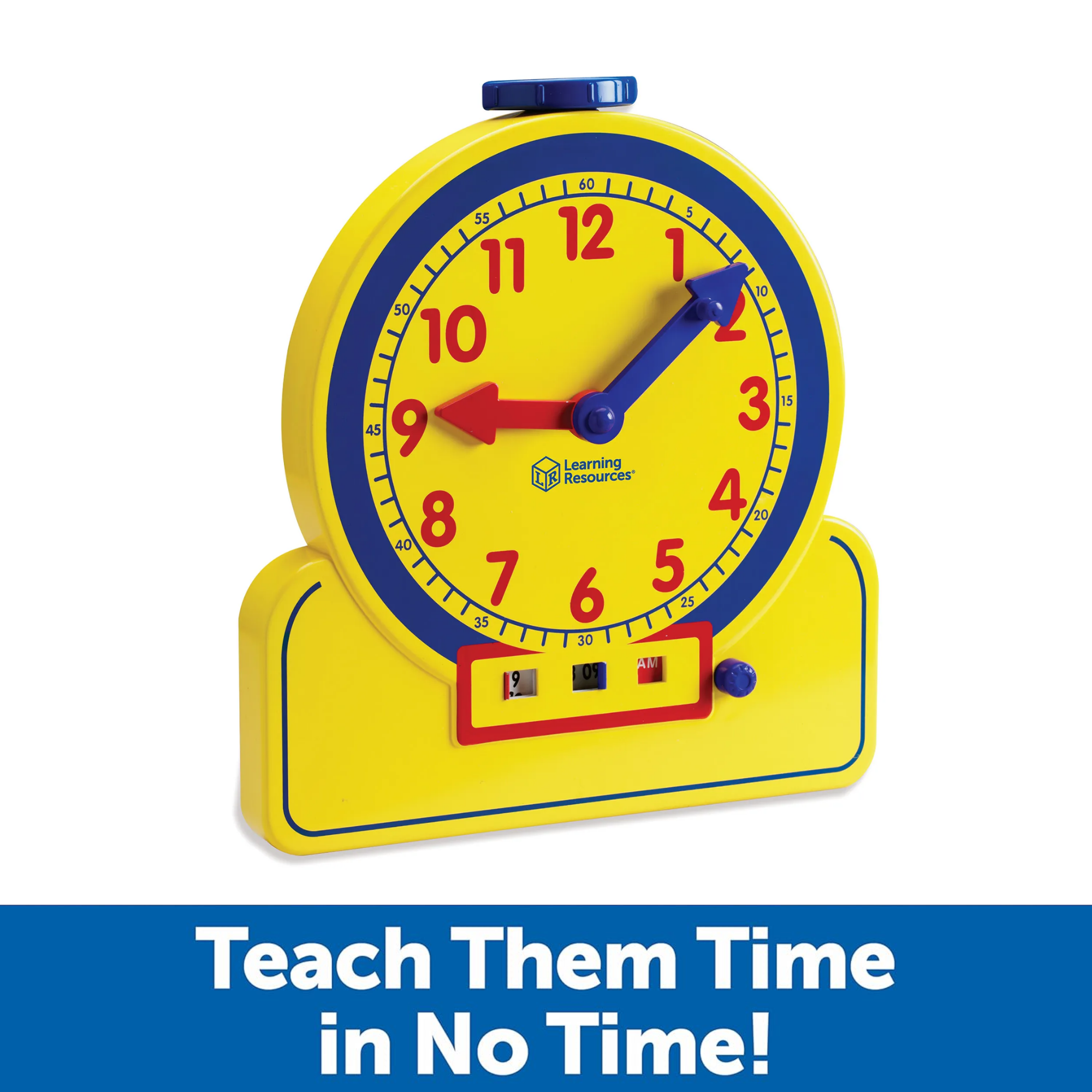 Learning Resources Prim'time Teacher Front Class 24-Hour Clock, Learn to Tell Time with Colour-Coded Hands and Digital Display, Classroom Resource, Ages 3+