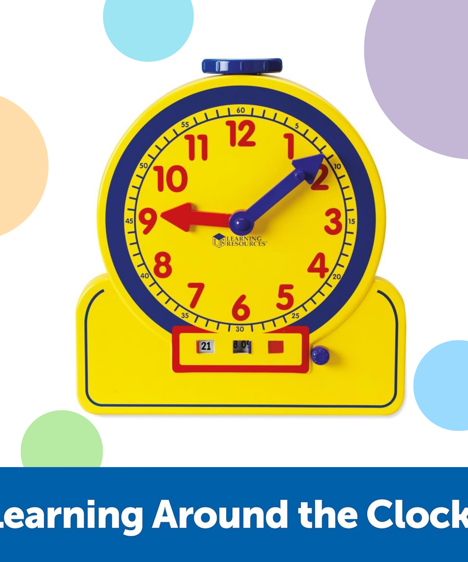 Learning Resources Prim'time Teacher Front Class 24-Hour Clock, Learn to Tell Time with Colour-Coded Hands and Digital Display, Classroom Resource, Ages 3+