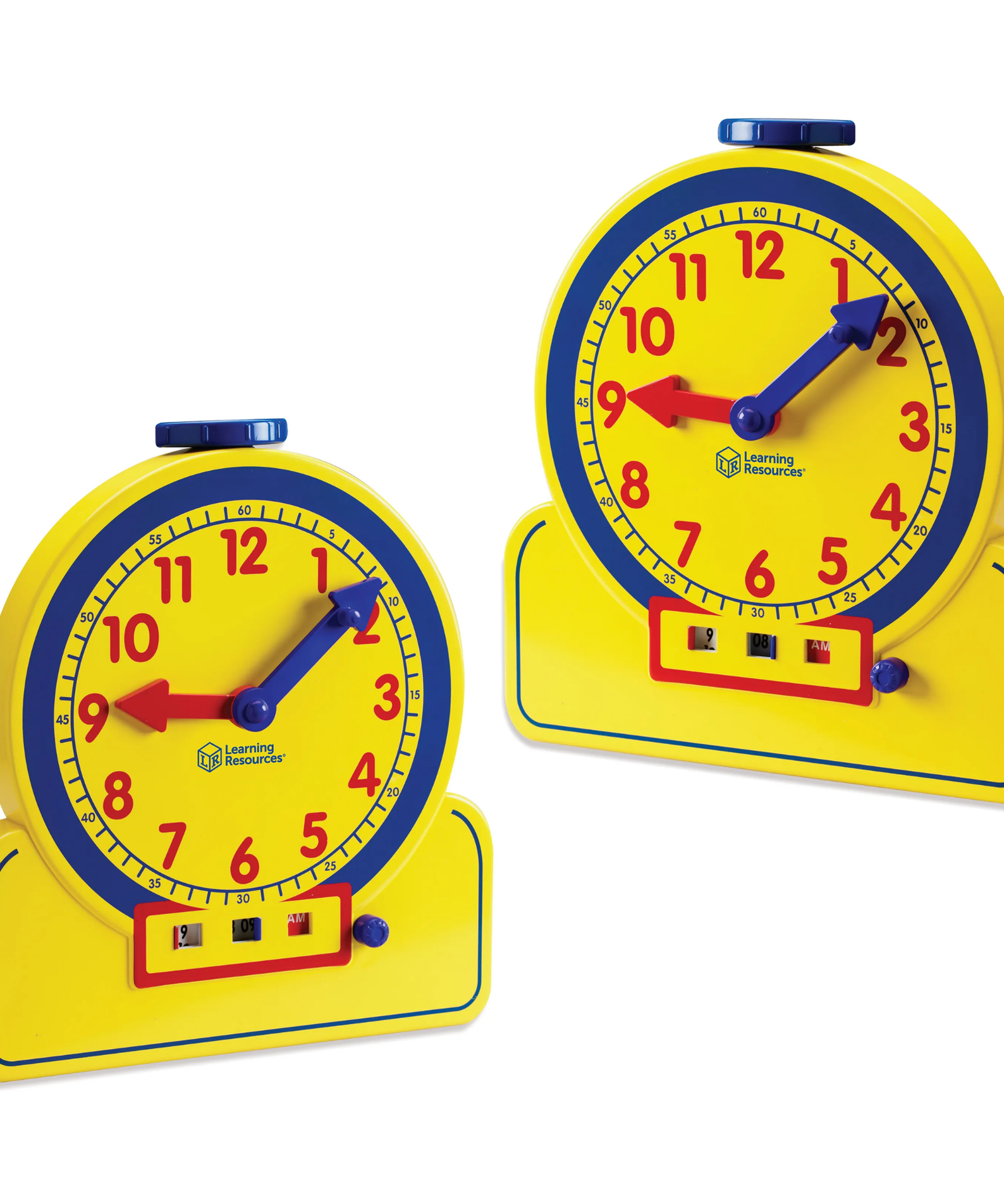 Learning Resources Prim'time Teacher Front Class 24-Hour Clock, Learn to Tell Time with Colour-Coded Hands and Digital Display, Classroom Resource, Ages 3+