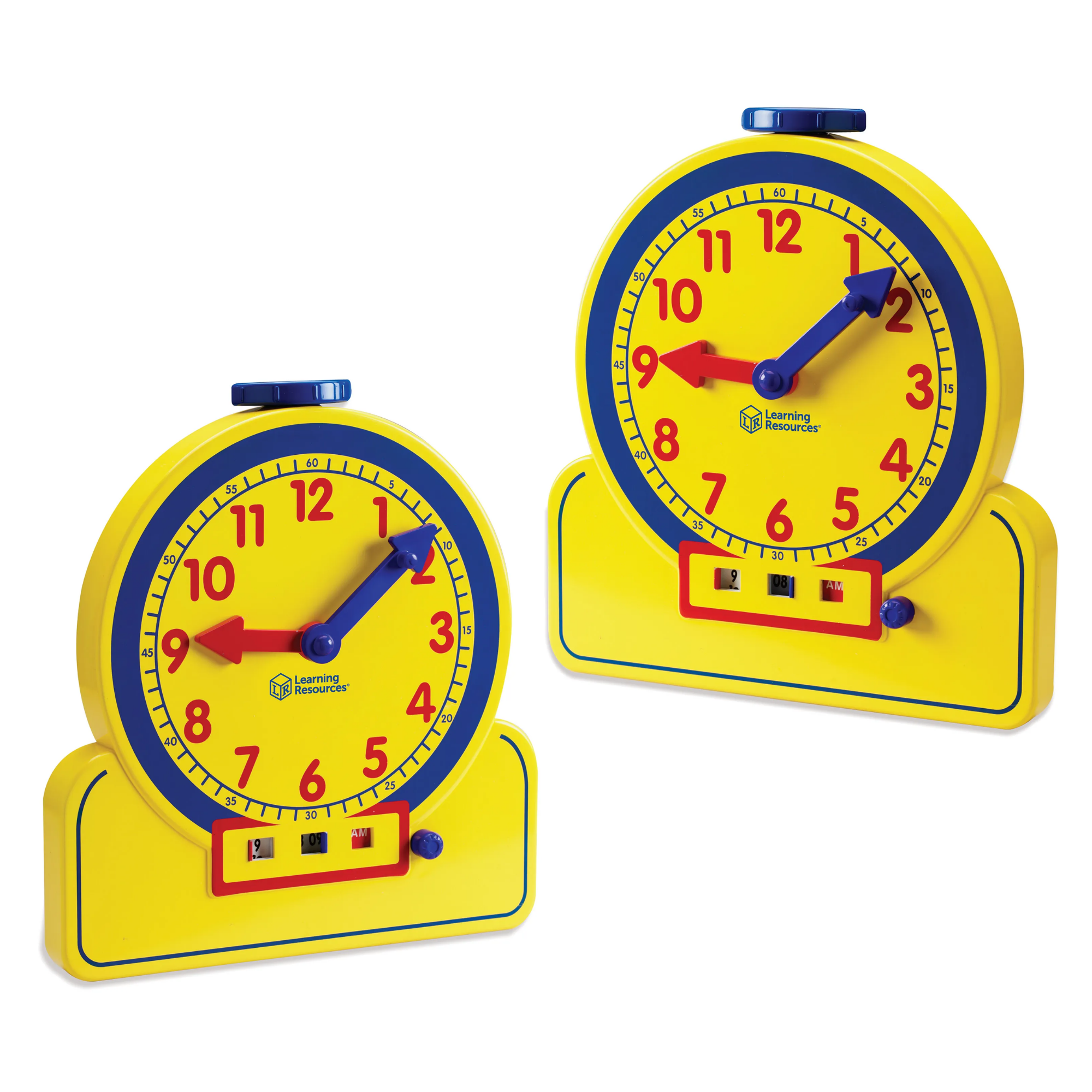 Learning Resources Prim'time Teacher Front Class 24-Hour Clock, Learn to Tell Time with Colour-Coded Hands and Digital Display, Classroom Resource, Ages 3+