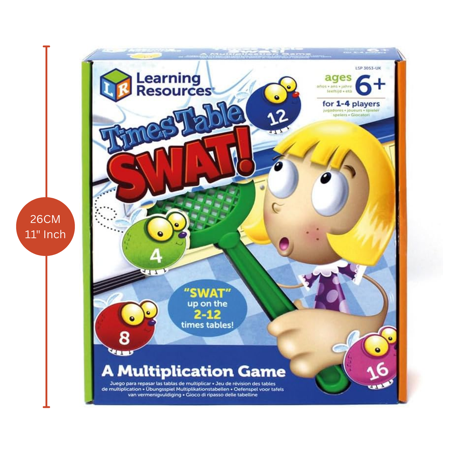 Learning Resources Times Table Swat!, Fun Multiplication Game for Kids, Practice 2-12 Times Tables, Includes 132 Colourful Flies, 4 Swatters & Activity Guide, For Ages 6+, Multilingual Instructions