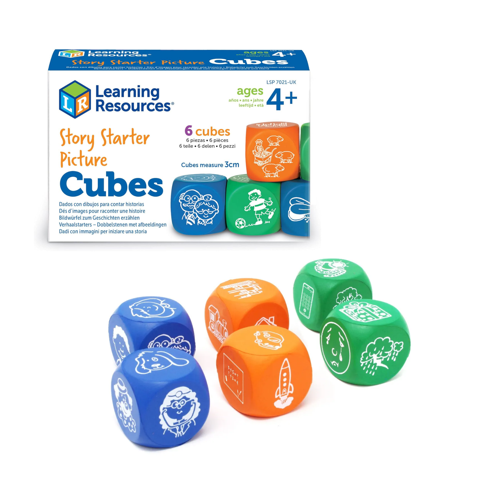 Learning Resources Story Starter Picture Cubes, Creative Storytelling & Vocabulary Game, Set of 6, Learning Resources