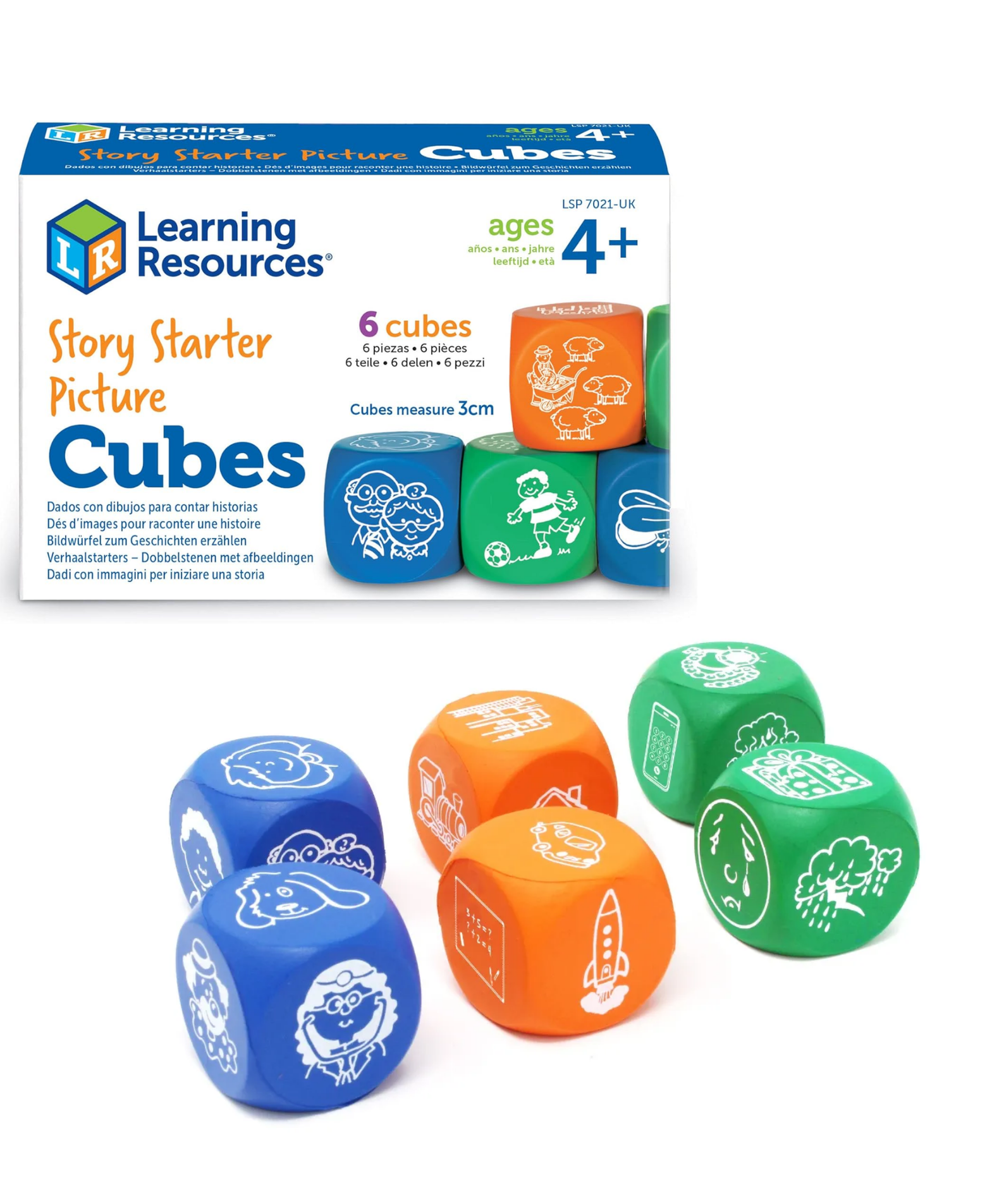 Learning Resources Story Starter Picture Cubes, Creative Storytelling & Vocabulary Game, Set of 6, Learning Resources